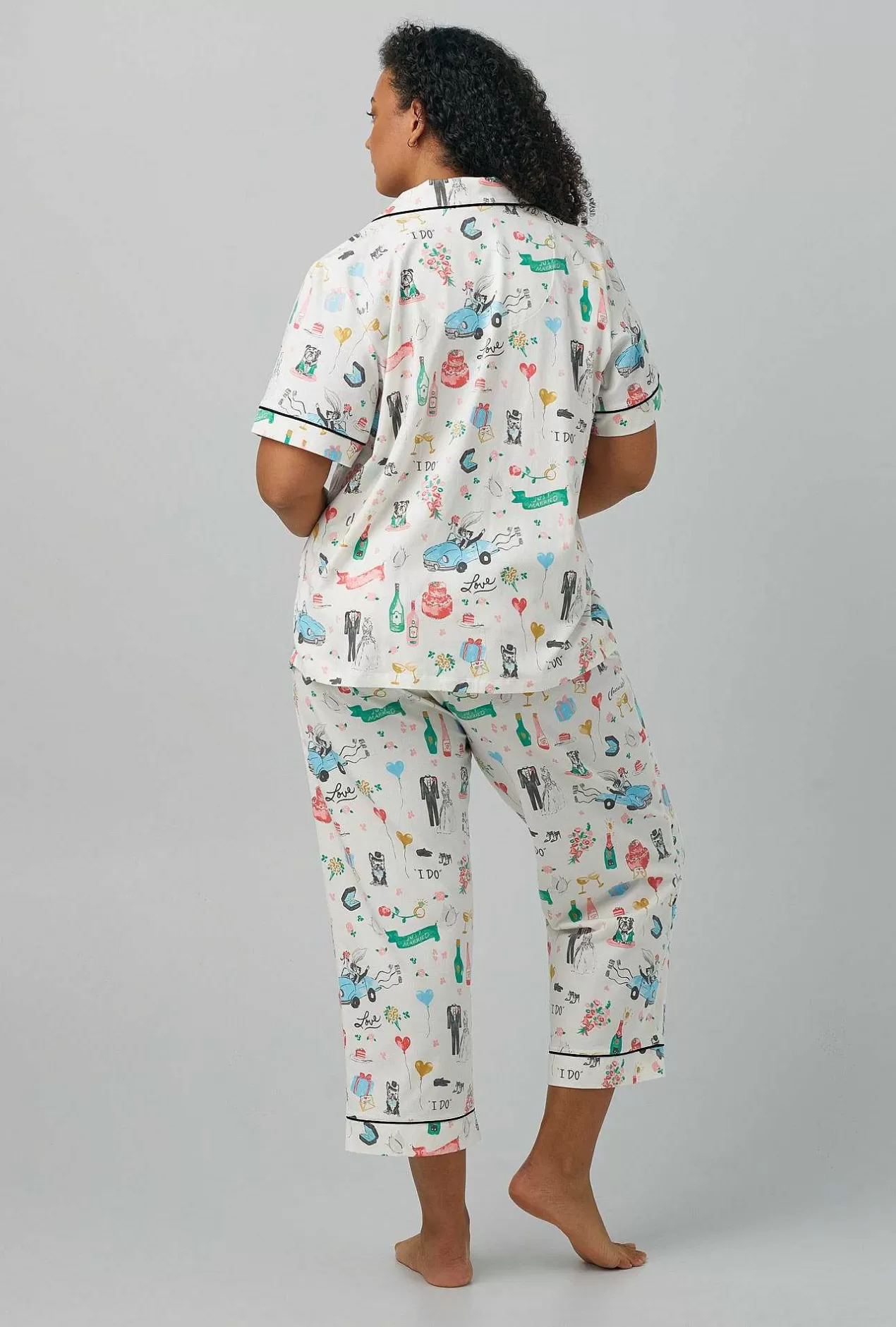 Bridal Shop*Bedhead Pajamas Just Married Short Sleeve Classic Stretch Jersey Cropped Pj Set