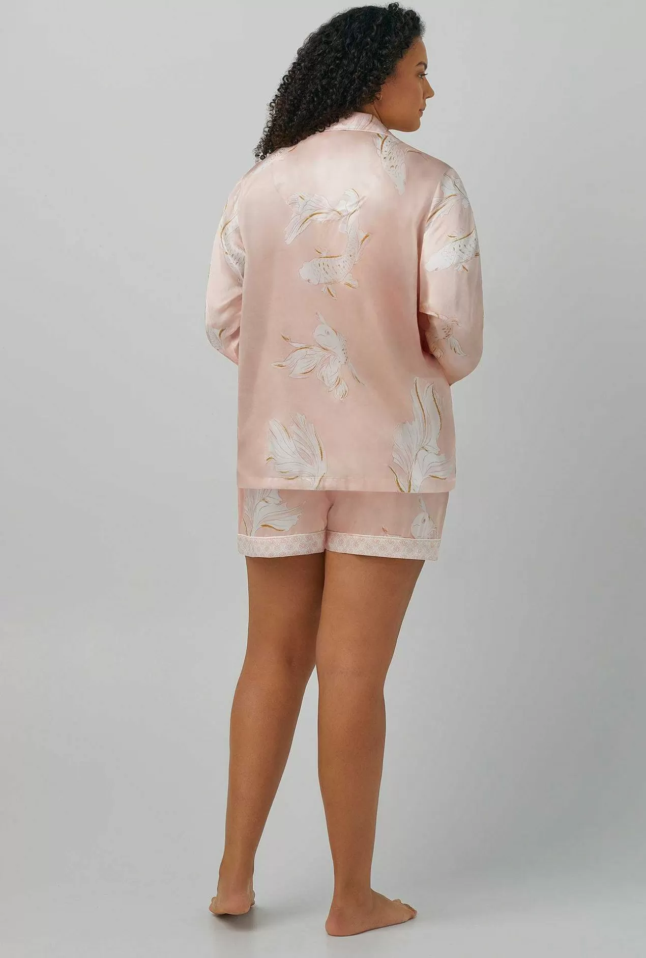 Extended Sizes*Bedhead Pajamas Koi Pond Long Sleeve Classic Washable Silk Satin Shorty Pj Set