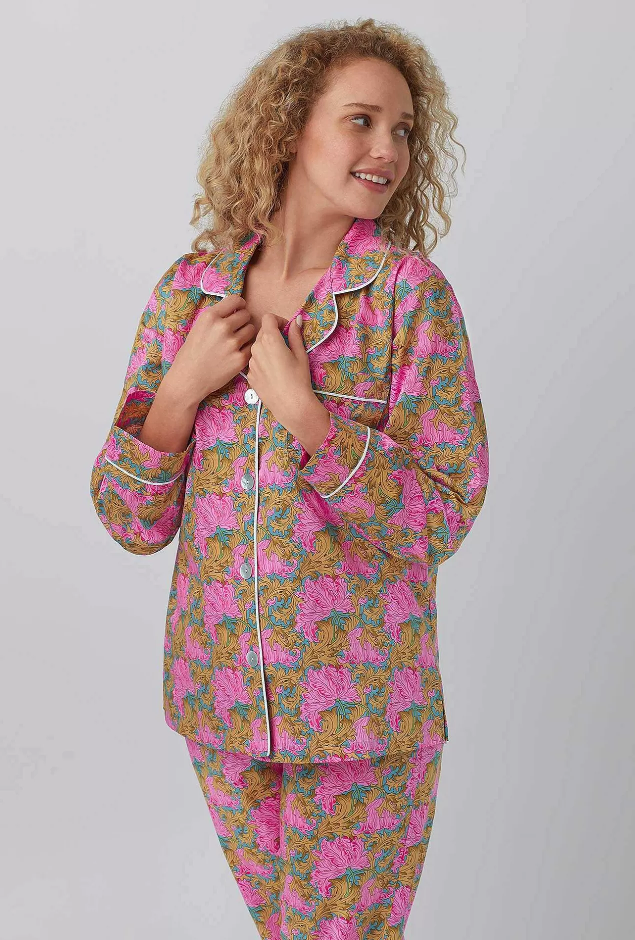 Made With Liberty Fabrics*Bedhead Pajamas Laura'S Reverie Long Sleeve Classic Woven Cotton Tana Lawn® Pj Set Made With Liberty Fabrics