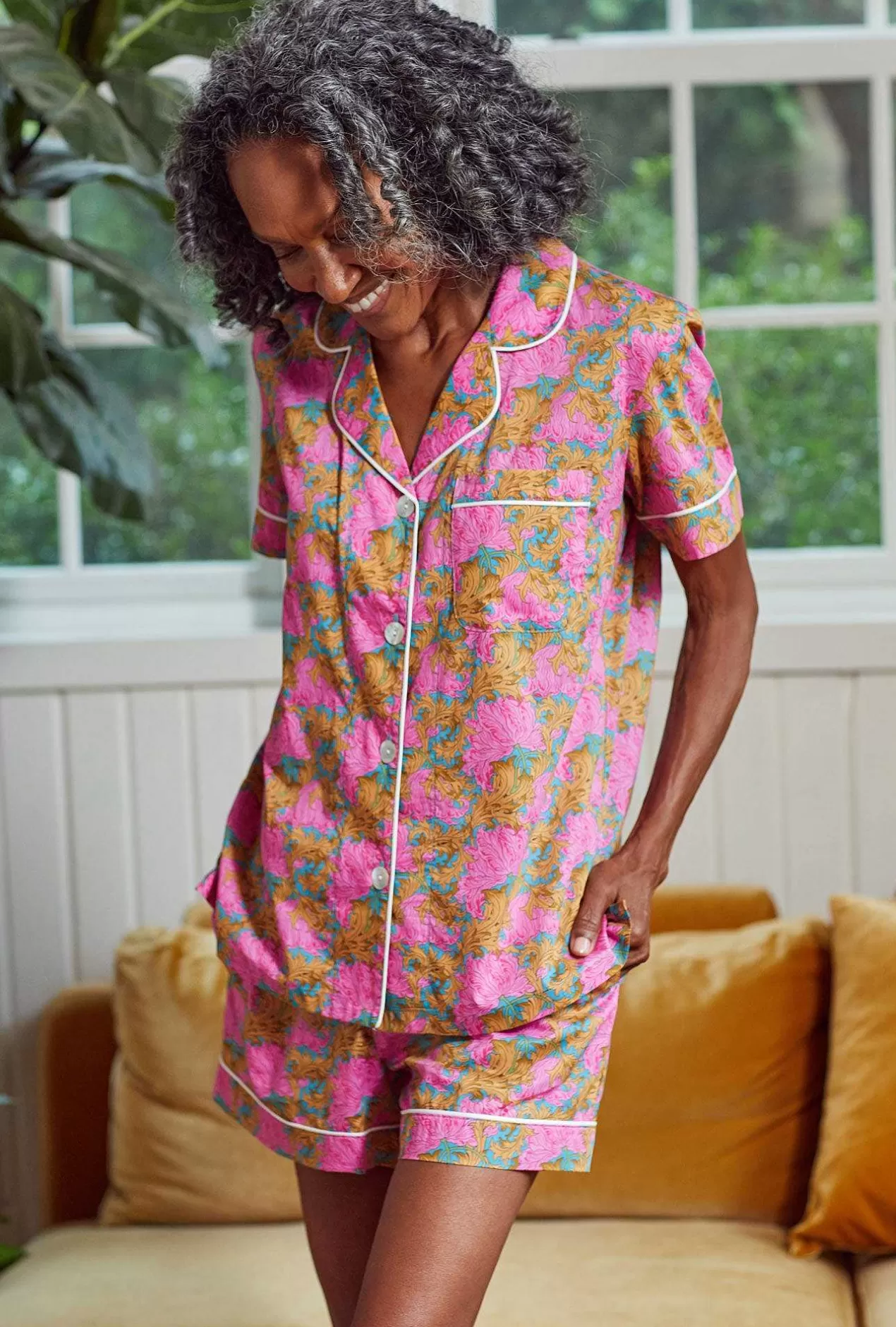 Made With Liberty Fabrics*Bedhead Pajamas Laura'S Reverie Short Sleeve Classic Woven Cotton Tana Lawn® Shorty Pj Set Made With Liberty Fabrics