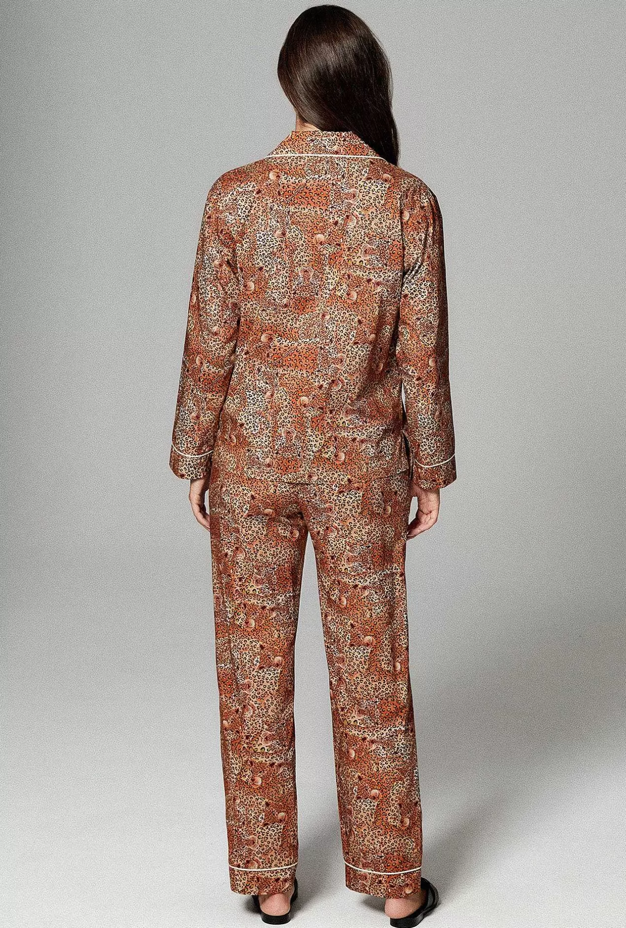 Made With Liberty Fabrics*Bedhead Pajamas Leopard Camo Long Sleeve Classic Woven Tana Lawn® Pj Set Made With Liberty Fabrics