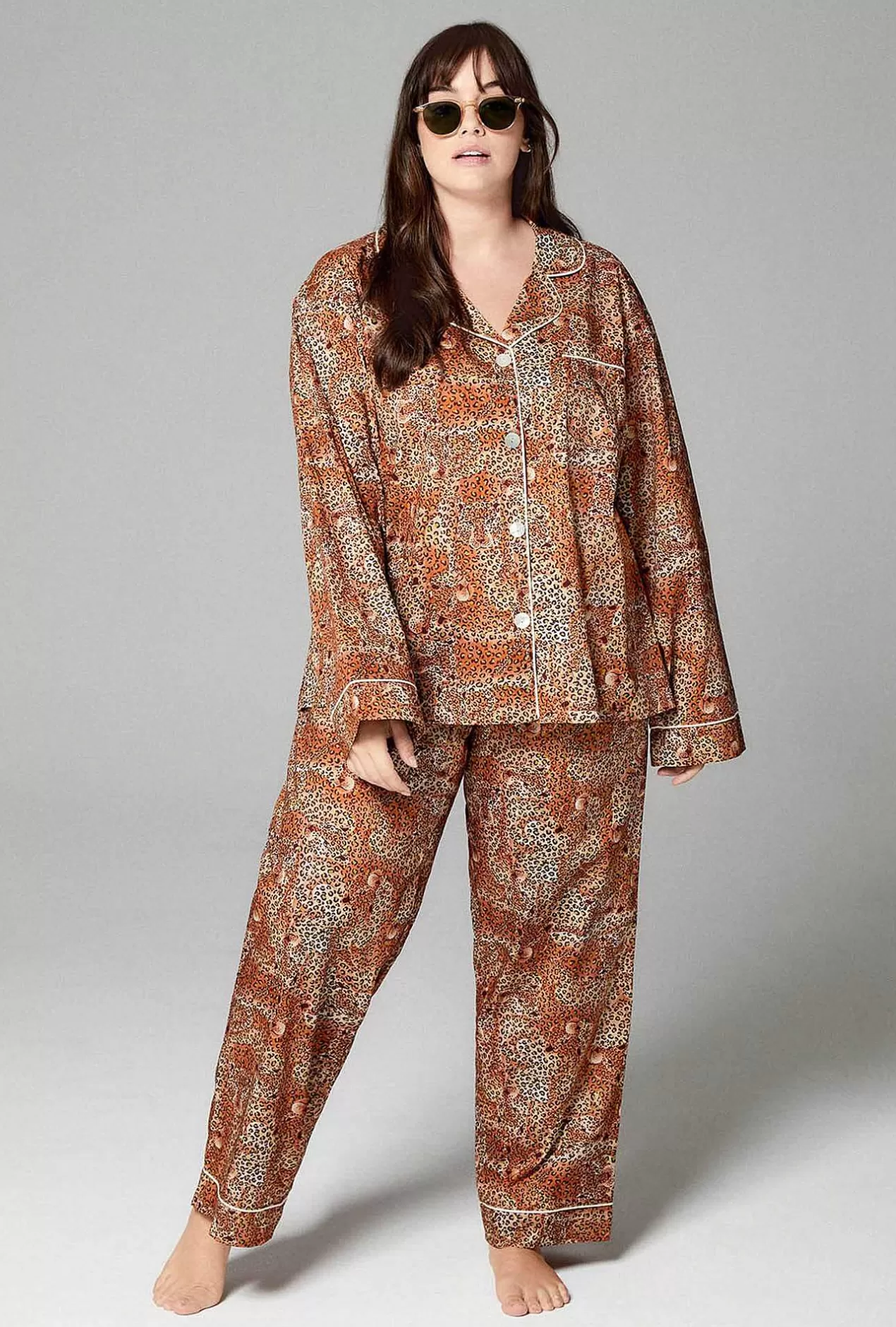 Made With Liberty Fabrics*Bedhead Pajamas Leopard Camo Long Sleeve Classic Woven Tana Lawn® Pj Set Made With Liberty Fabrics