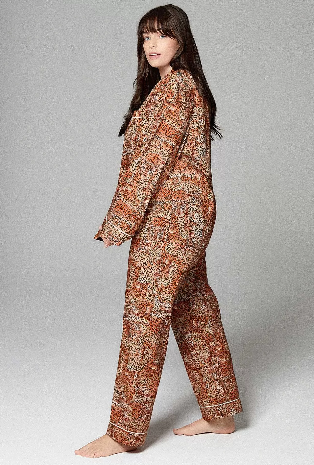 Made With Liberty Fabrics*Bedhead Pajamas Leopard Camo Long Sleeve Classic Woven Tana Lawn® Pj Set Made With Liberty Fabrics