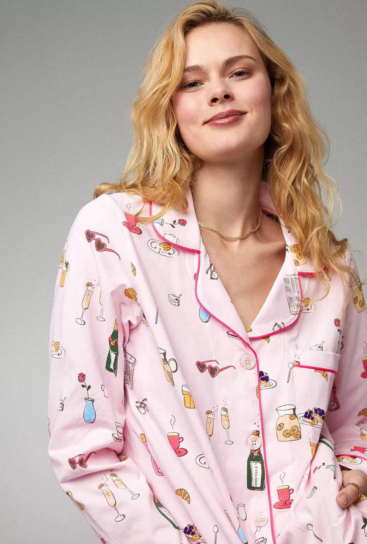 Long Sleep Sets*Bedhead Pajamas Let'S Do Brunch Long Sleeve Classic Stretch Jersey Pj Set