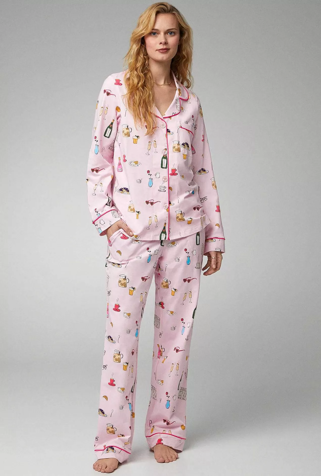 Long Sleep Sets*Bedhead Pajamas Let'S Do Brunch Long Sleeve Classic Stretch Jersey Pj Set