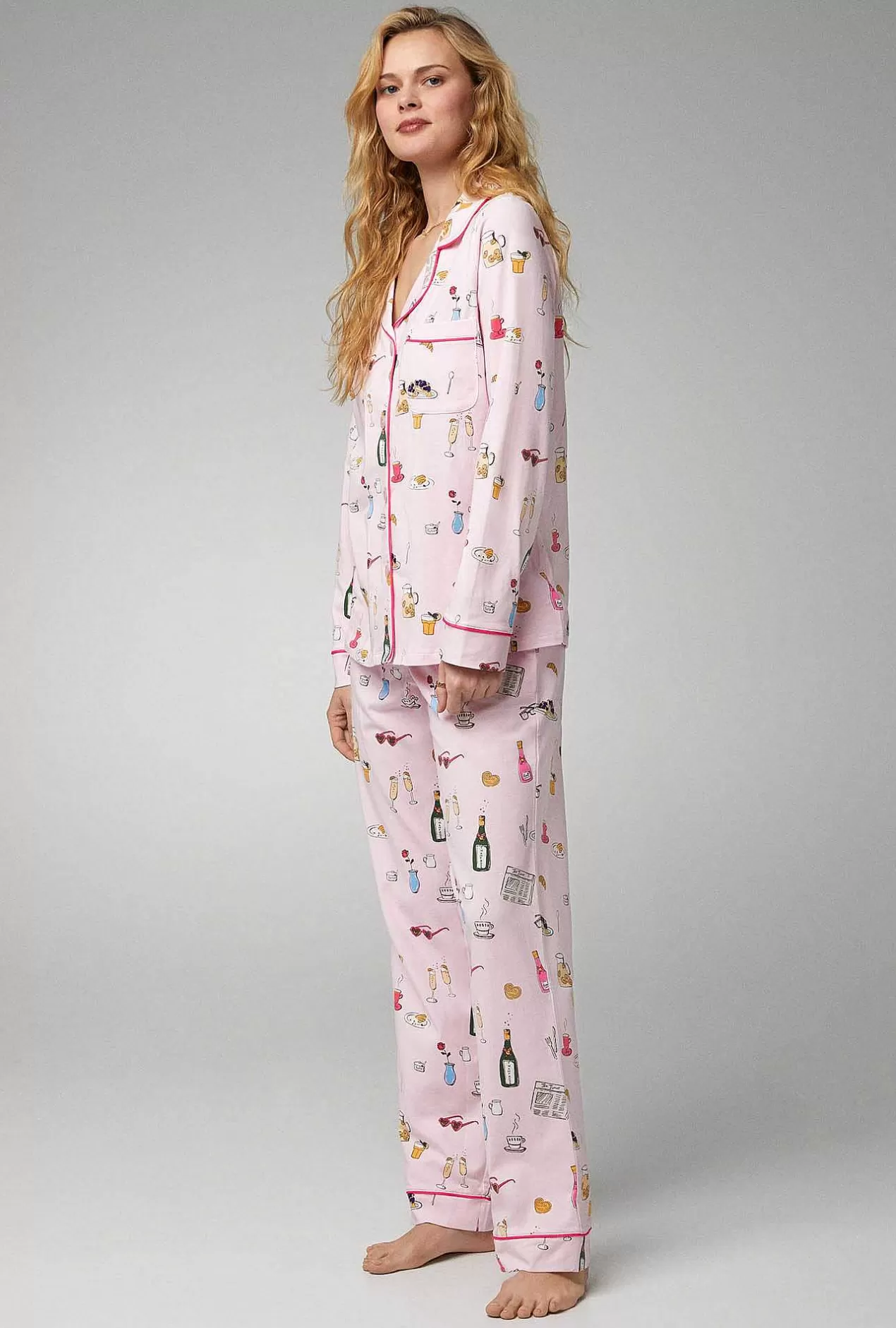 Long Sleep Sets*Bedhead Pajamas Let'S Do Brunch Long Sleeve Classic Stretch Jersey Pj Set