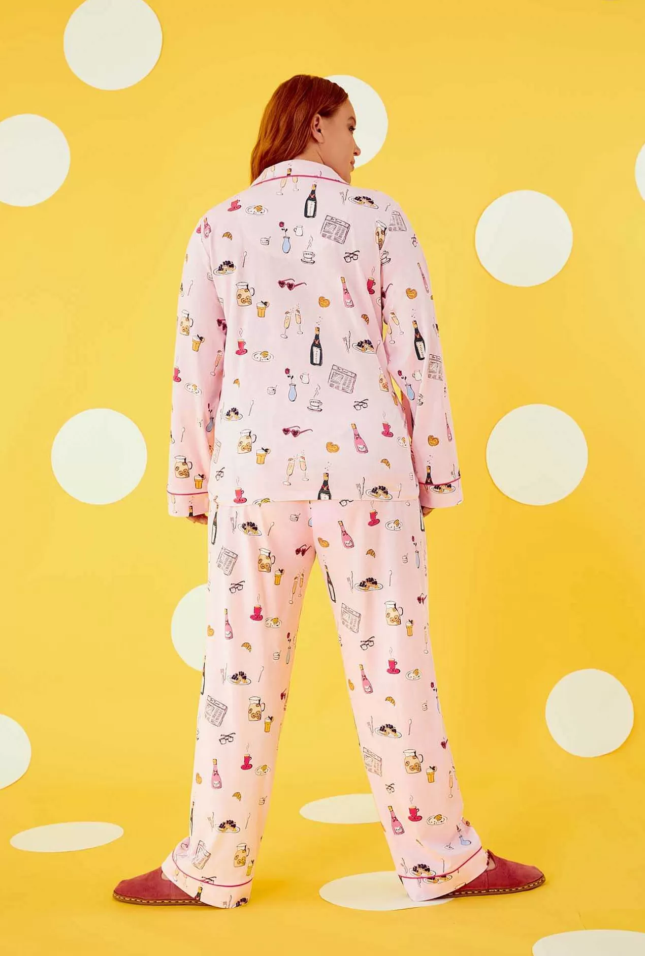 Extended Sizes*Bedhead Pajamas Let'S Do Brunch Long Sleeve Classic Stretch Jersey Pj Set