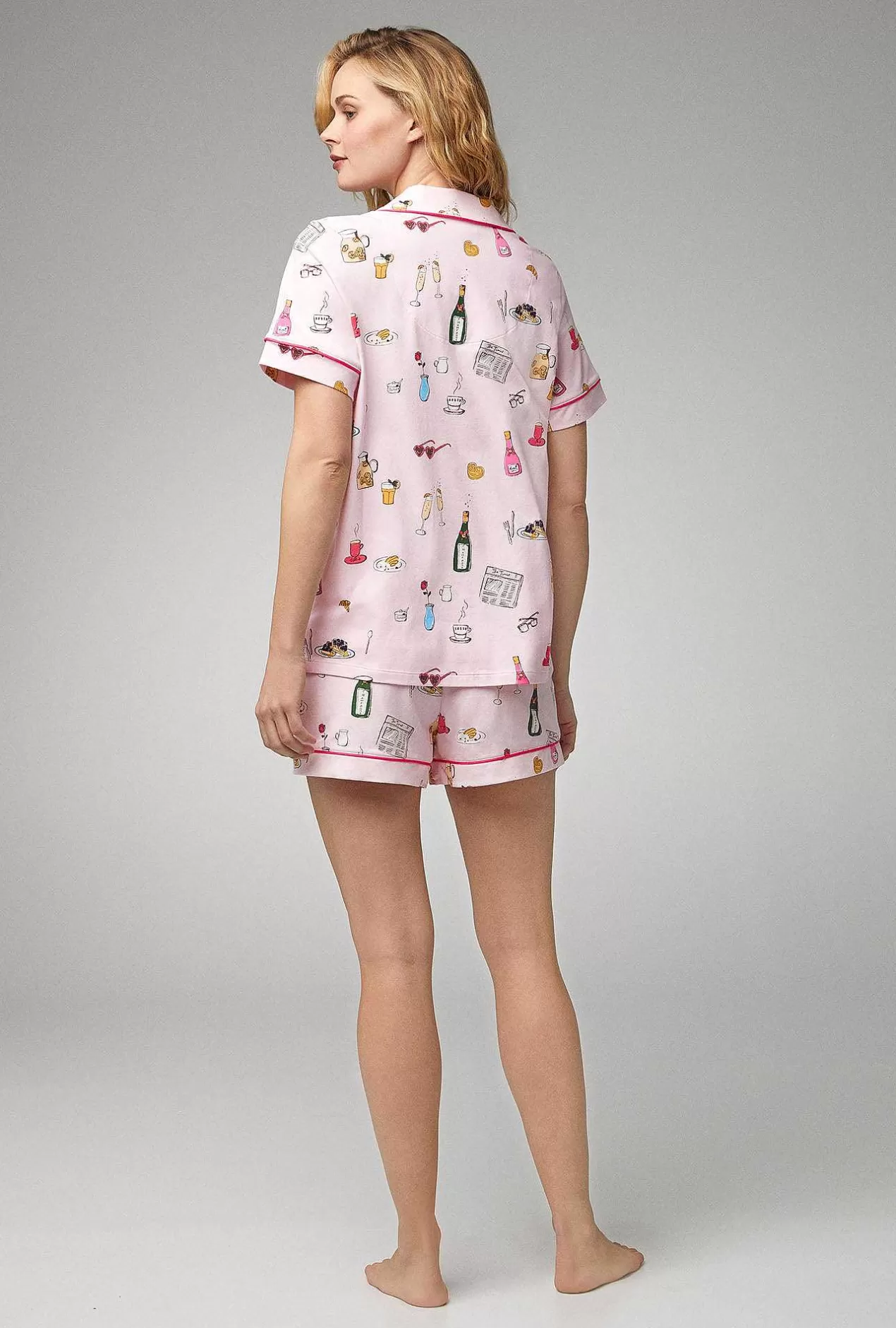 Shorty Sets*Bedhead Pajamas Let'S Do Brunch Short Sleeve Classic Shorty Stretch Jersey Pj Set