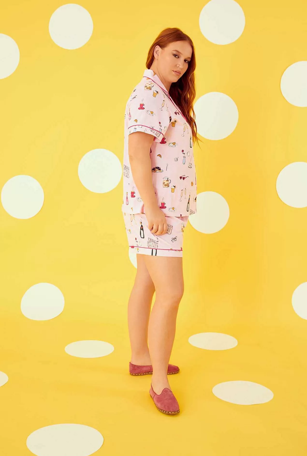 Shorty Sets*Bedhead Pajamas Let'S Do Brunch Short Sleeve Classic Shorty Stretch Jersey Pj Set