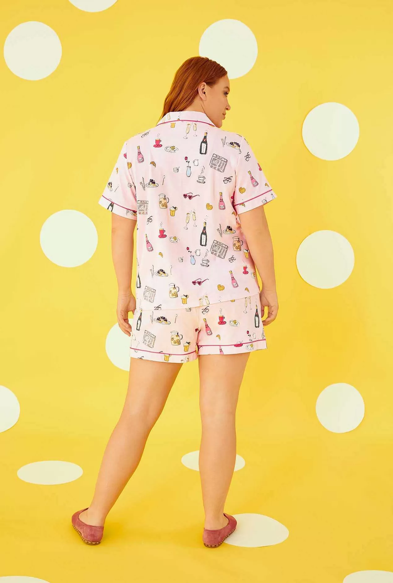 Extended Sizes*Bedhead Pajamas Let'S Do Brunch Short Sleeve Classic Shorty Stretch Jersey Pj Set