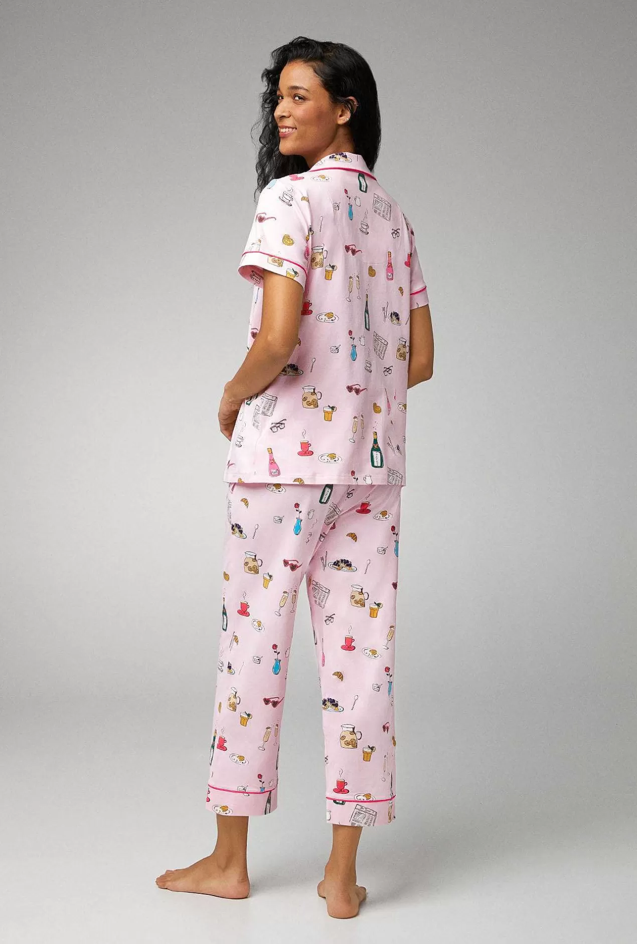 Cropped Sets*Bedhead Pajamas Let'S Do Brunch Short Sleeve Classic Stretch Jersey Cropped Pj Set