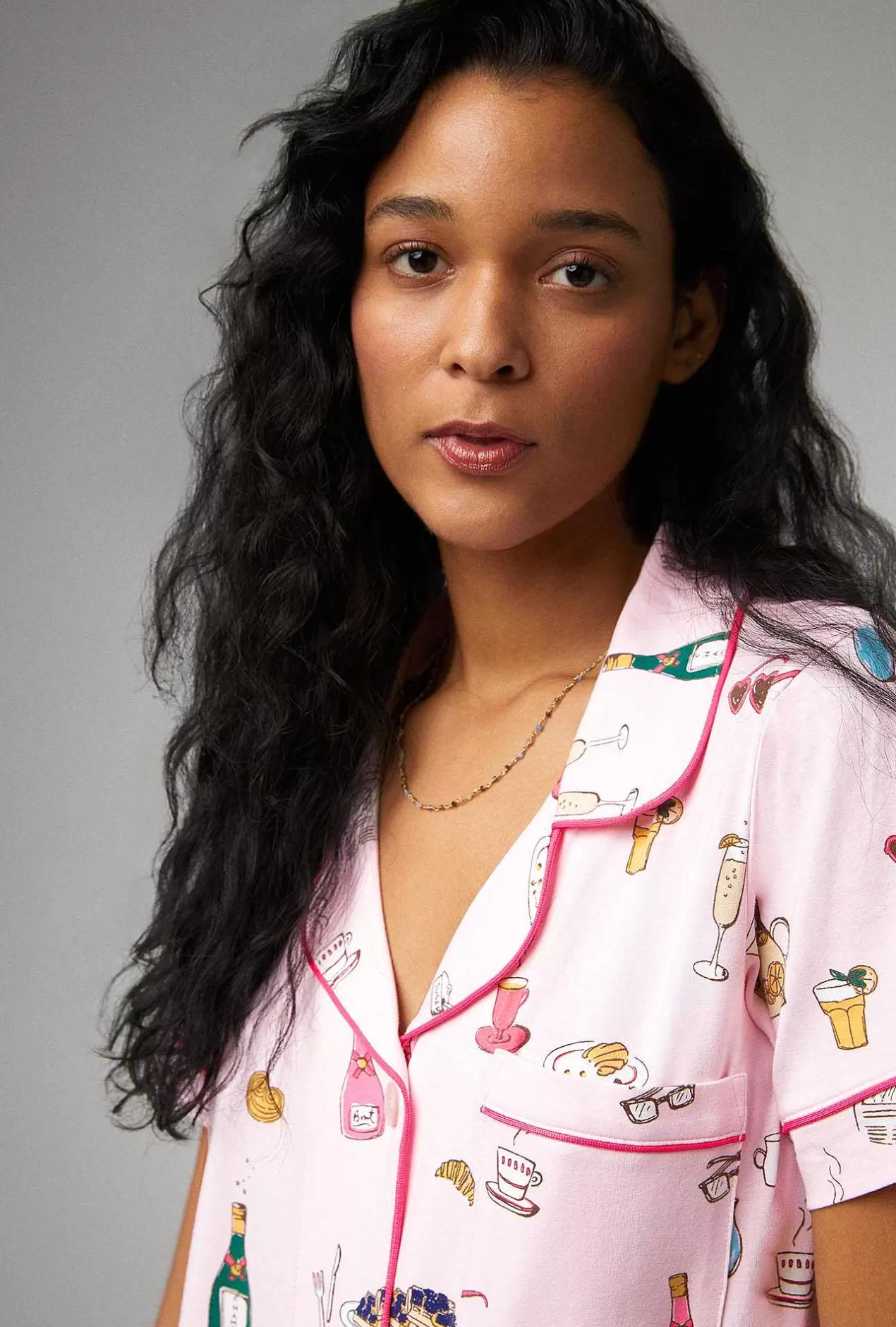 Extended Sizes*Bedhead Pajamas Let'S Do Brunch Short Sleeve Classic Stretch Jersey Cropped Pj Set
