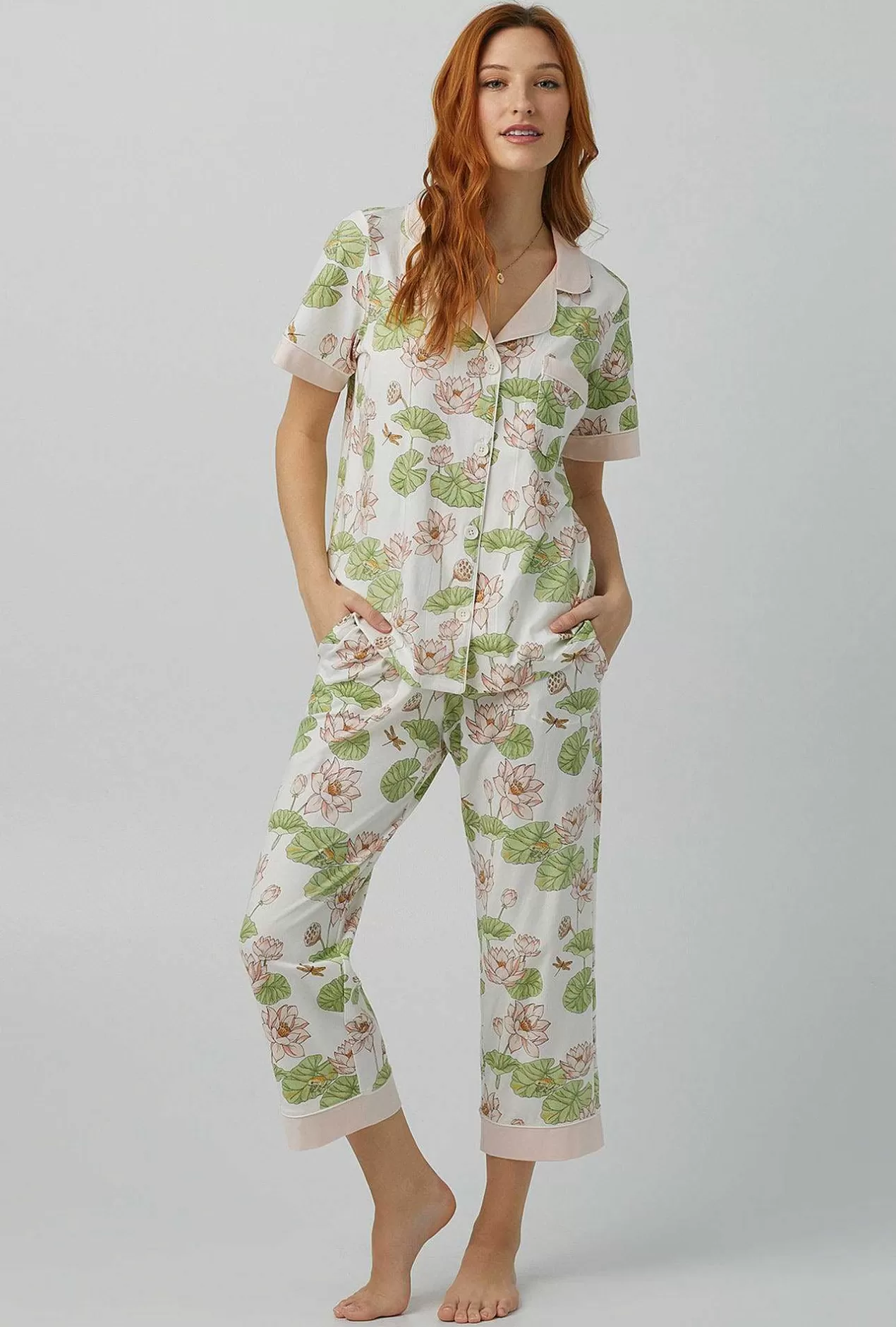 Cropped Sets*Bedhead Pajamas Lily Pond Short Sleeve Classic Stretch Jersey Cropped Pj Set