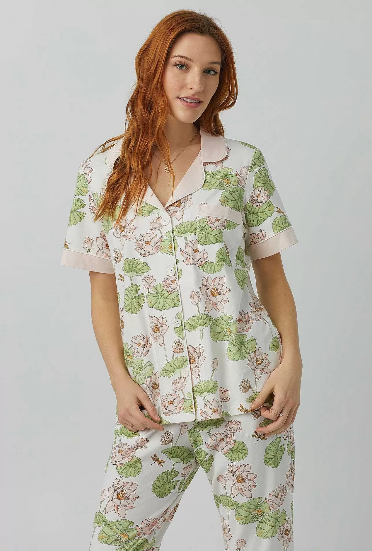 Cropped Sets*Bedhead Pajamas Lily Pond Short Sleeve Classic Stretch Jersey Cropped Pj Set