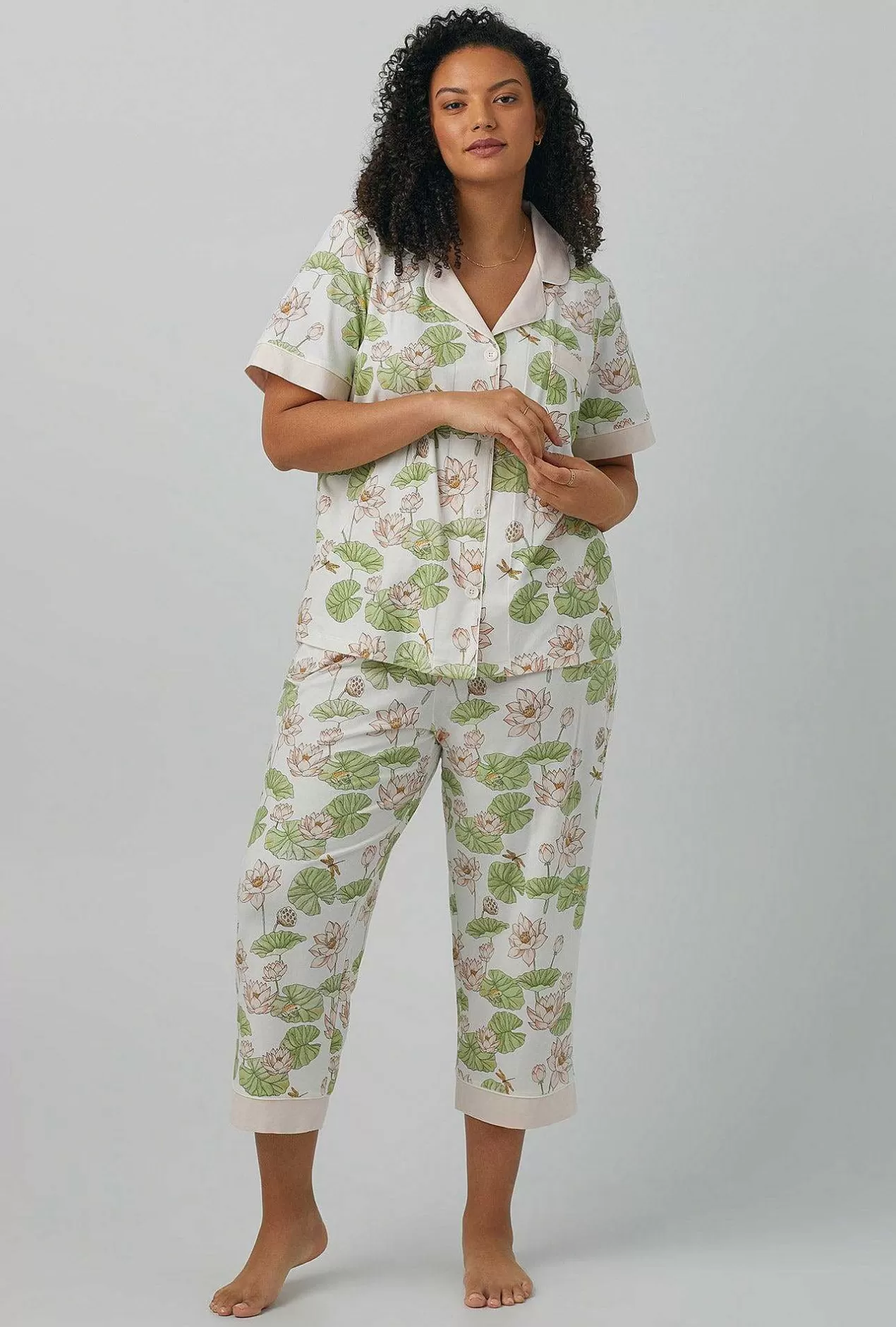 Cropped Sets*Bedhead Pajamas Lily Pond Short Sleeve Classic Stretch Jersey Cropped Pj Set