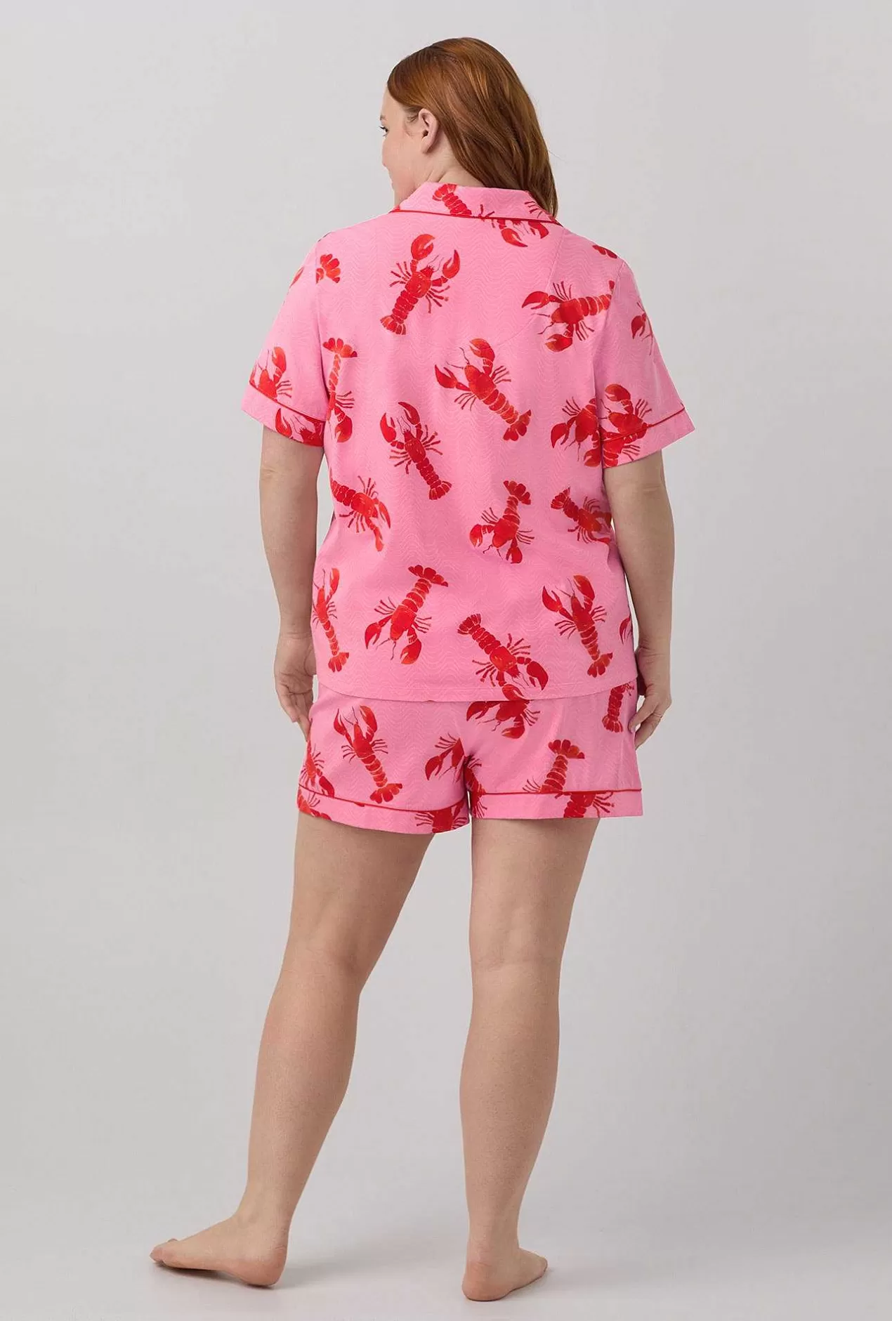 Extended Sizes*Bedhead Pajamas Lobster Fest Short Sleeve Classic Shorty Stretch Jersey Pj Set