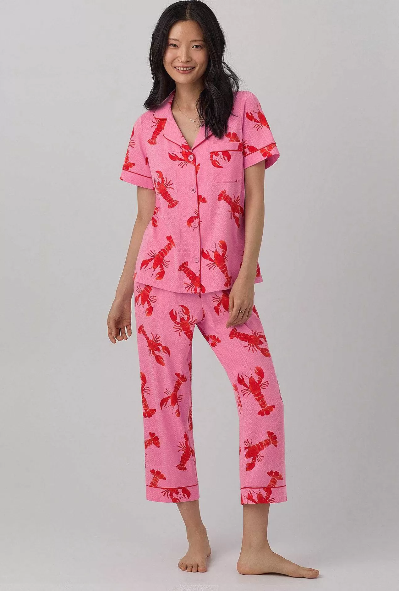 Cropped Sets*Bedhead Pajamas Lobster Fest Short Sleeve Classic Stretch Jersey Cropped Pj Set
