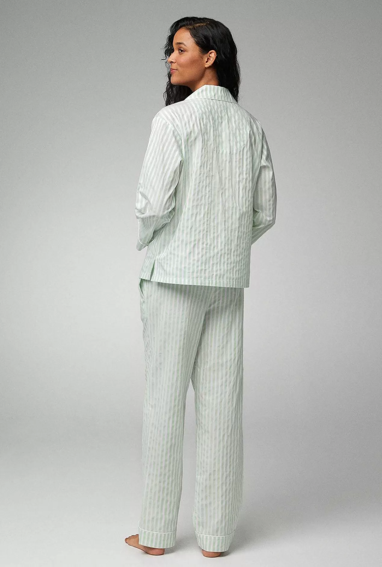 Stripe Shop*Bedhead Pajamas Mint 3D Stripe Long Sleeve Classic Woven Cotton Sateen Pj Set