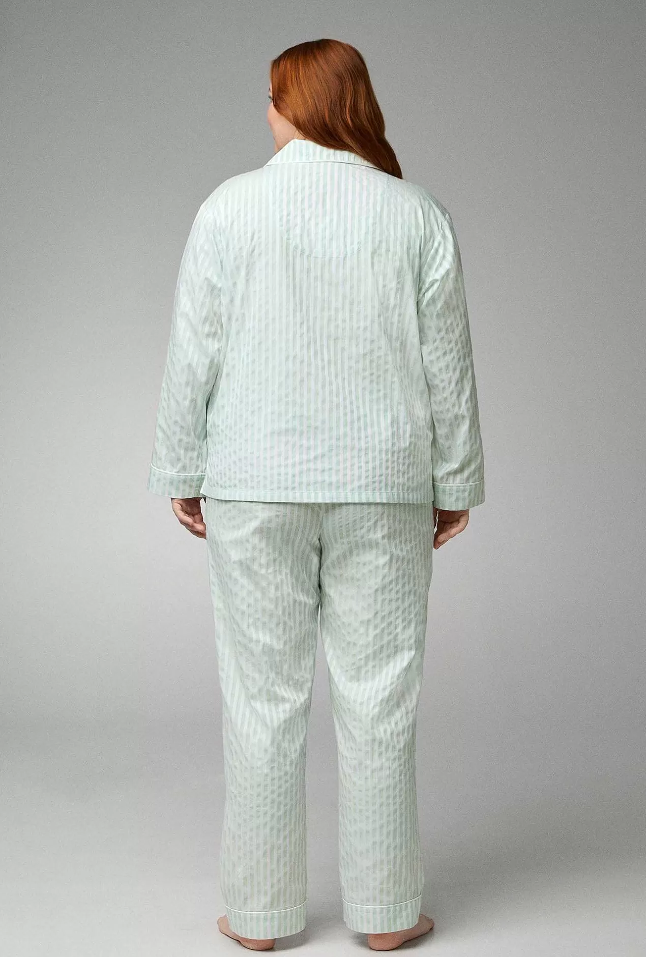 Extended Sizes*Bedhead Pajamas Mint 3D Stripe Long Sleeve Classic Woven Cotton Sateen Pj Set