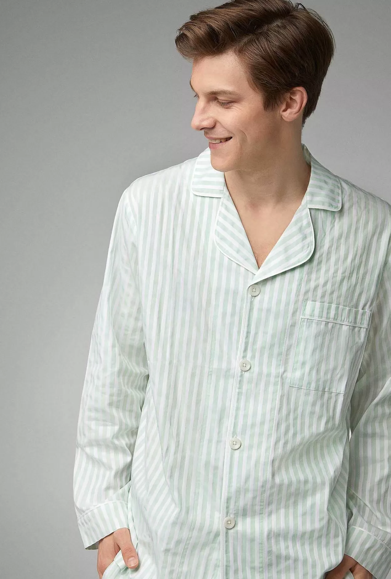 Notch Collar Long Sleep Sets*Bedhead Pajamas Mint 3D Stripe Men'S Long Sleeve Classic Woven Cotton Poplin Pj Set
