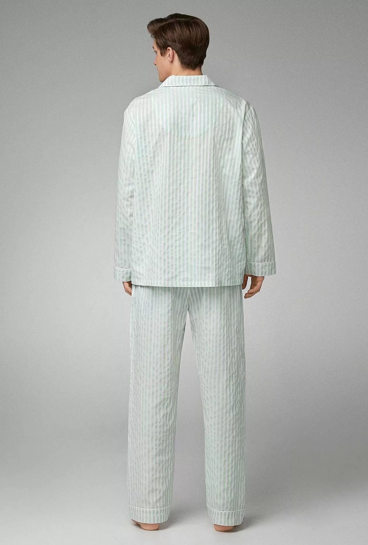 Bedhead Favorites*Bedhead Pajamas Mint 3D Stripe Men'S Long Sleeve Classic Woven Cotton Poplin Pj Set