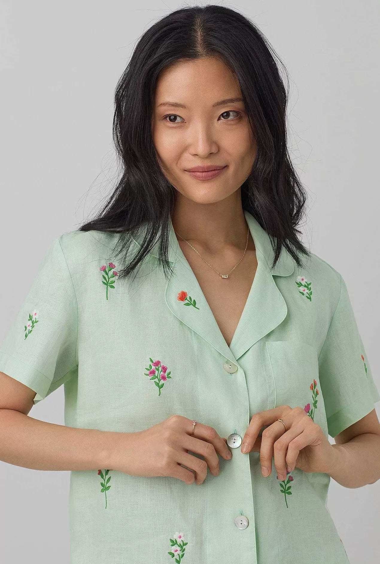 Shorty Sets*Bedhead Pajamas Mint Short Sleeve Classic Shorty Woven Linen Pj Set