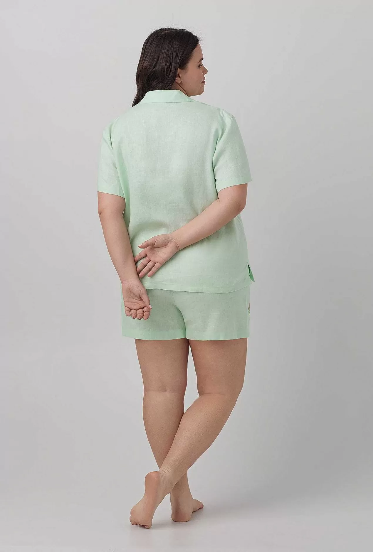 Shorty Sets*Bedhead Pajamas Mint Short Sleeve Classic Shorty Woven Linen Pj Set