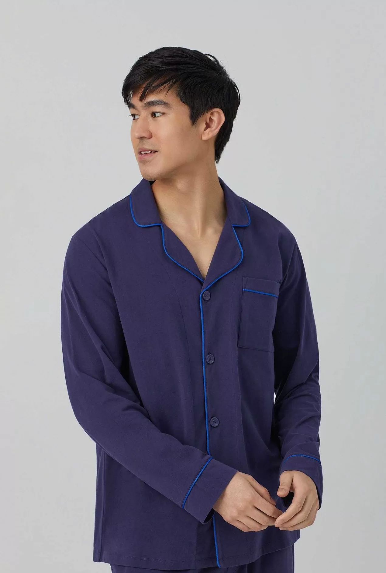 Notch Collar Long Sleep Sets*Bedhead Pajamas Navy Men'S Long Sleeve And Jogger Stretch Jersey Pj Set