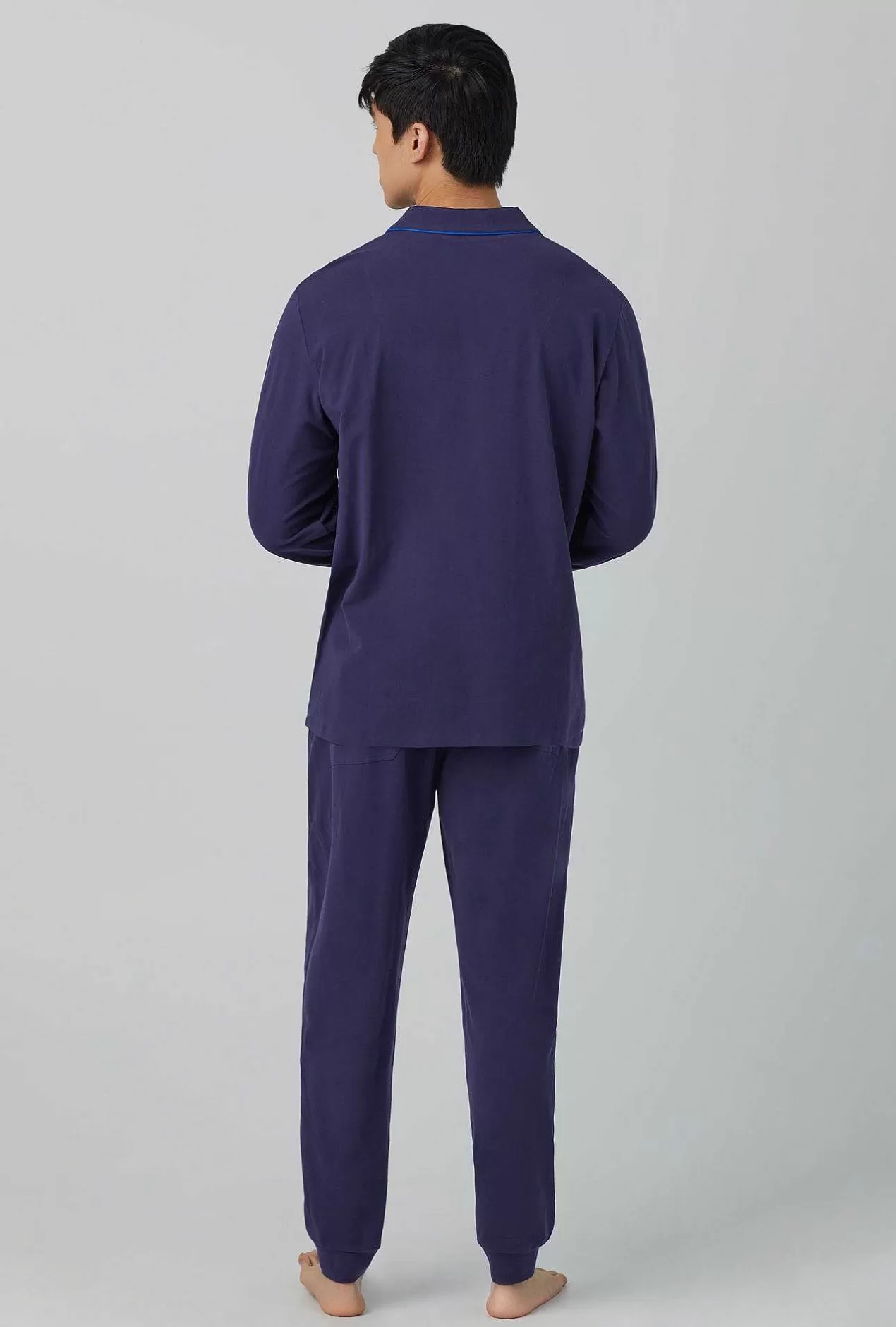 Notch Collar Long Sleep Sets*Bedhead Pajamas Navy Men'S Long Sleeve And Jogger Stretch Jersey Pj Set