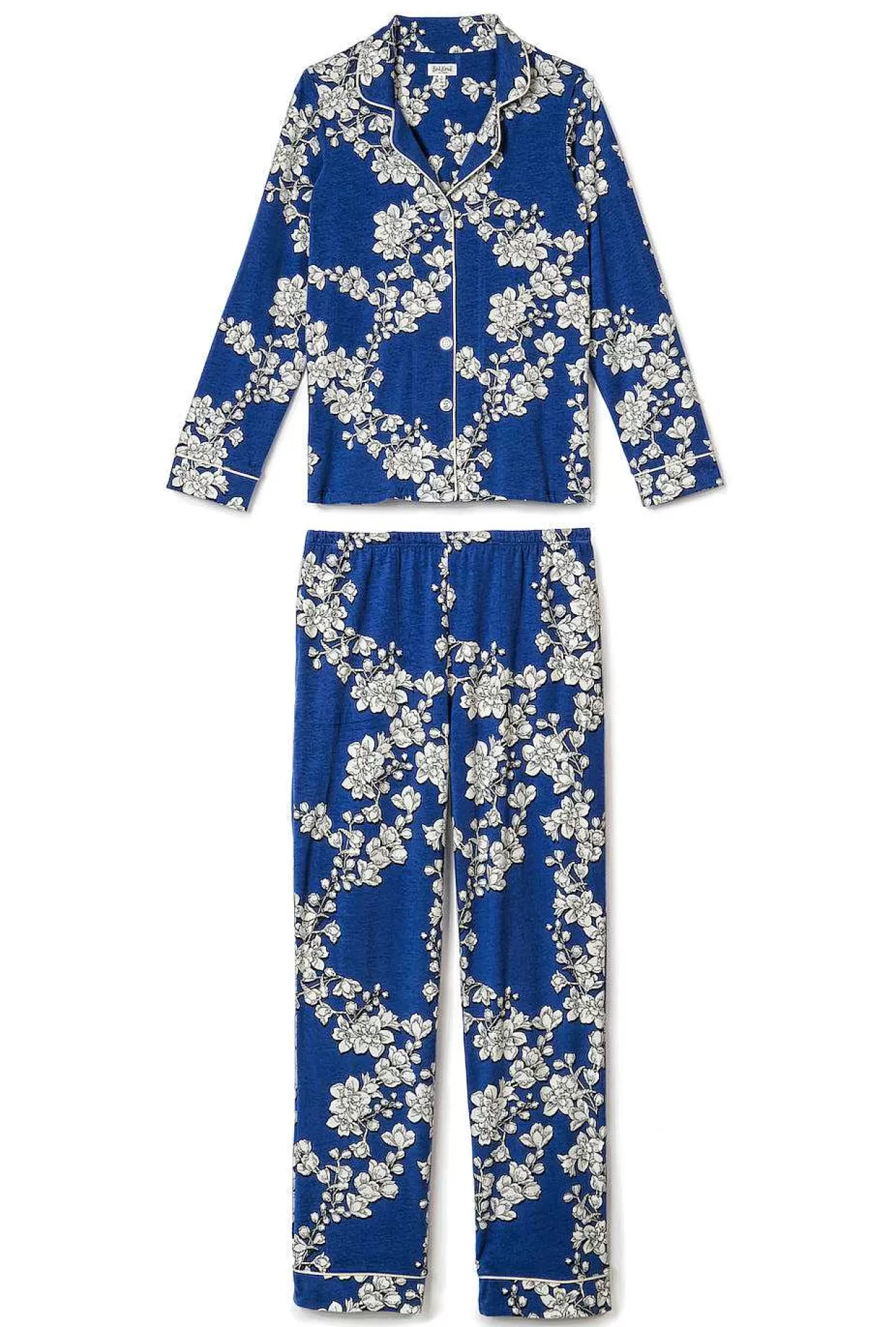 Bedhead Favorites*Bedhead Pajamas Navy Shadow Blossom Long Sleeve Classic Stretch Jersey Pj Set