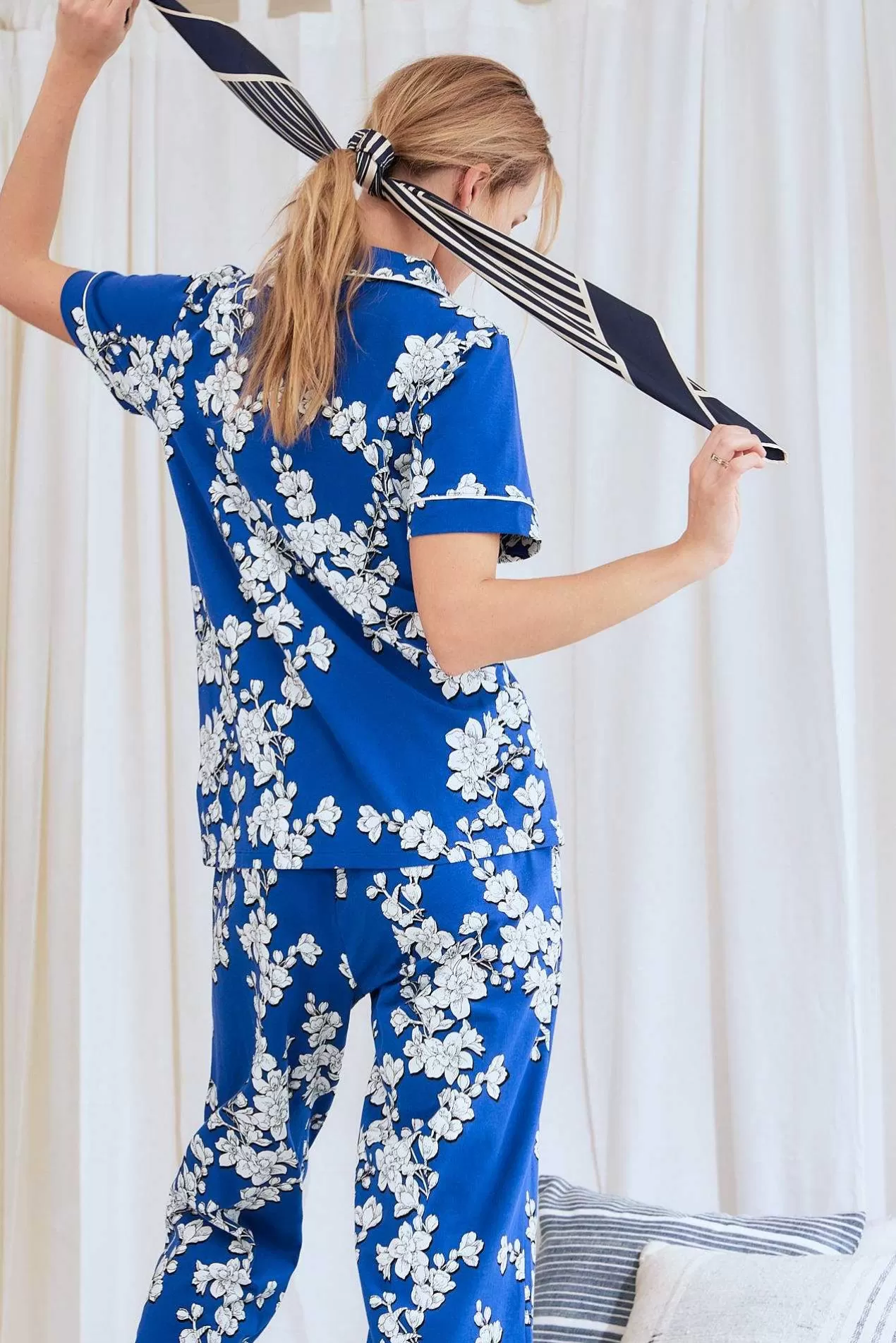 Cropped Sets*Bedhead Pajamas Navy Shadow Blossom Short Sleeve Cropped Stretch Jersey Pj Set