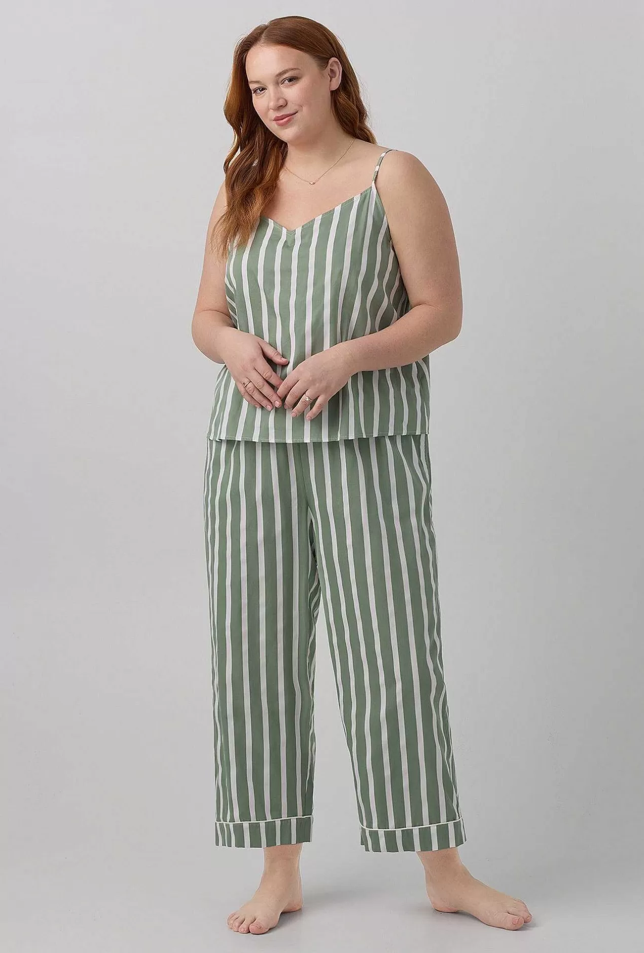 Stripe Shop*Bedhead Pajamas North Shore Stripe Tank Woven Cotton Sateen Cropped Pj Set
