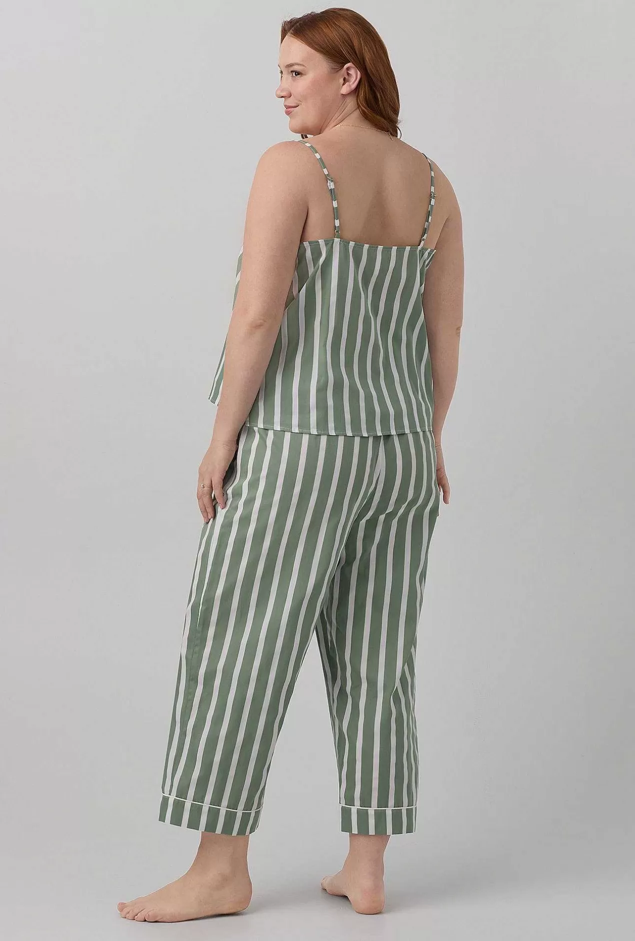 Cropped Sets*Bedhead Pajamas North Shore Stripe Tank Woven Cotton Sateen Cropped Pj Set