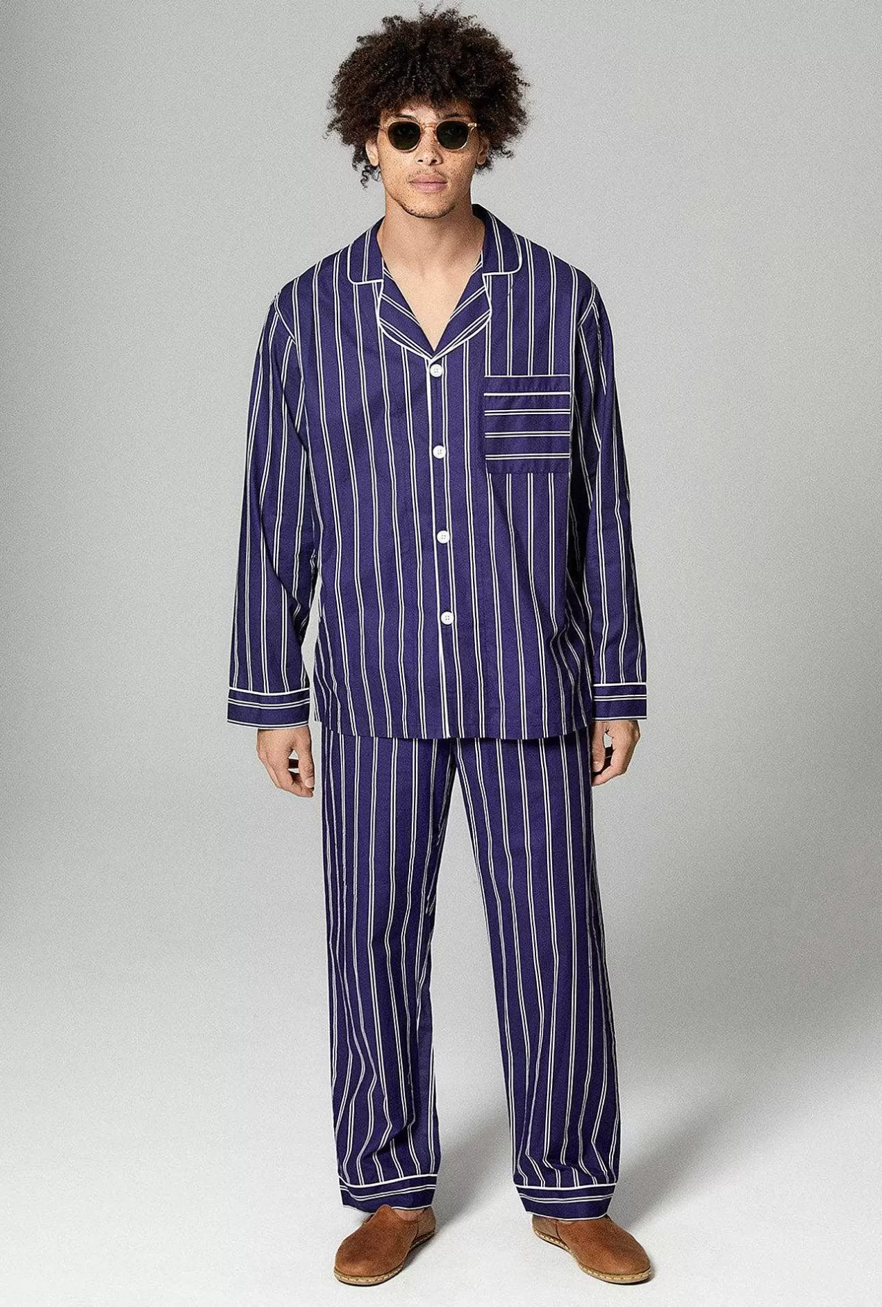 Notch Collar Long Sleep Sets*Bedhead Pajamas Oxford Stripe Men'S Long Sleeve Classic Woven Cotton Poplin Pj Set