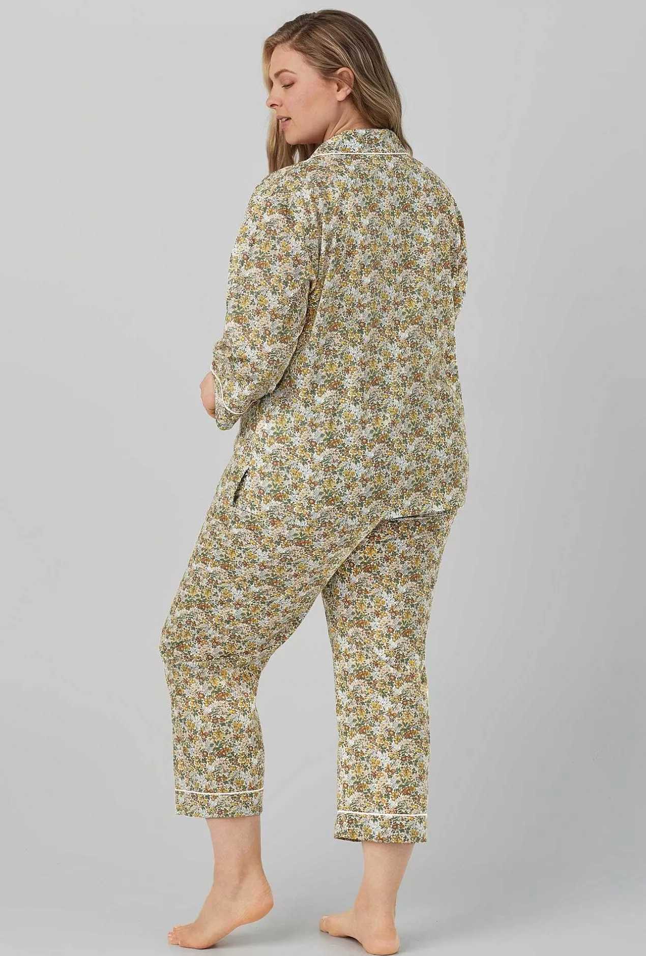 Cropped Sets*Bedhead Pajamas Penstemon 3/4 Sleeve Classic Woven Cotton Tana Lawn® Cropped Pj Set Made With Liberty Fabrics