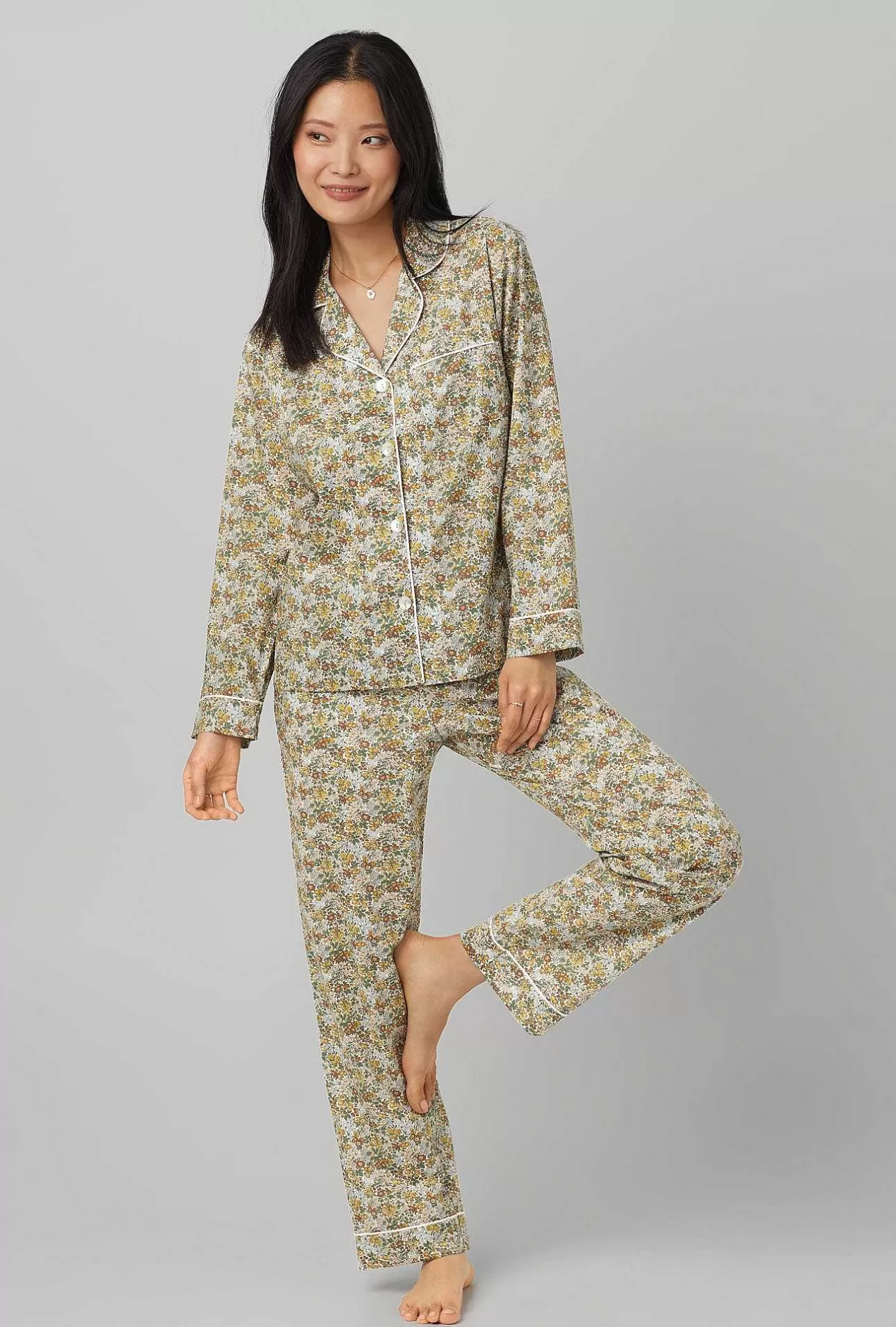 Made With Liberty Fabrics*Bedhead Pajamas Penstemon Long Sleeve Classic Woven Cotton Tana Lawn® Pj Set Made With Liberty Fabrics