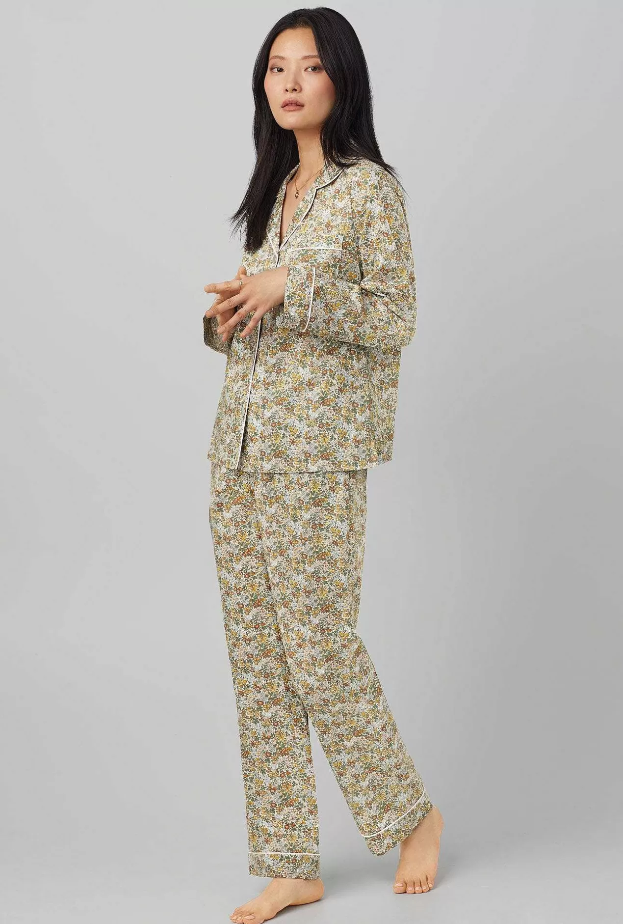 Long Sleep Sets*Bedhead Pajamas Penstemon Long Sleeve Classic Woven Cotton Tana Lawn® Pj Set Made With Liberty Fabrics