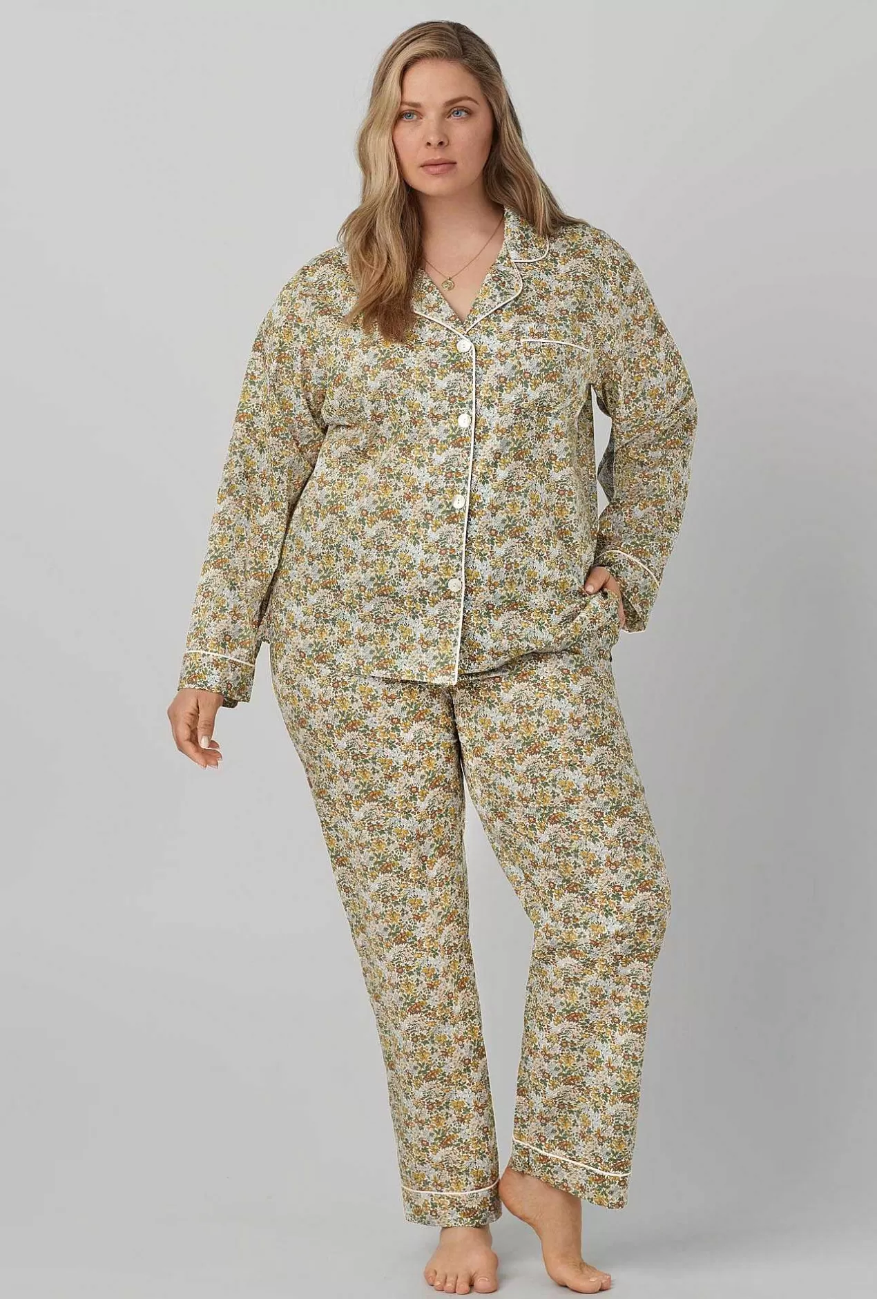 Made With Liberty Fabrics*Bedhead Pajamas Penstemon Long Sleeve Classic Woven Cotton Tana Lawn® Pj Set Made With Liberty Fabrics
