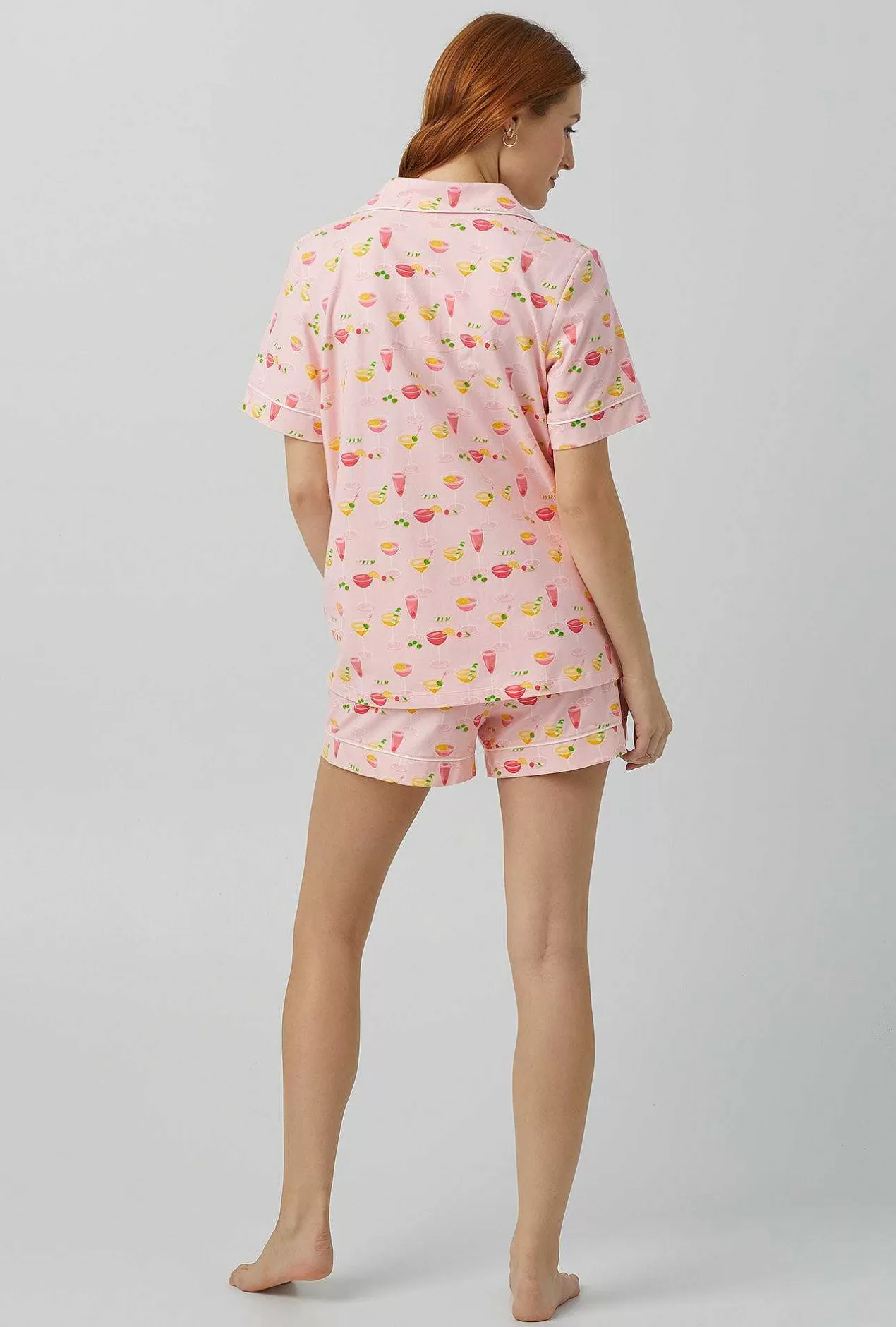 Extended Sizes*Bedhead Pajamas Pink Mixology Short Sleeve Classic Shorty Stretch Jersey Pj Set