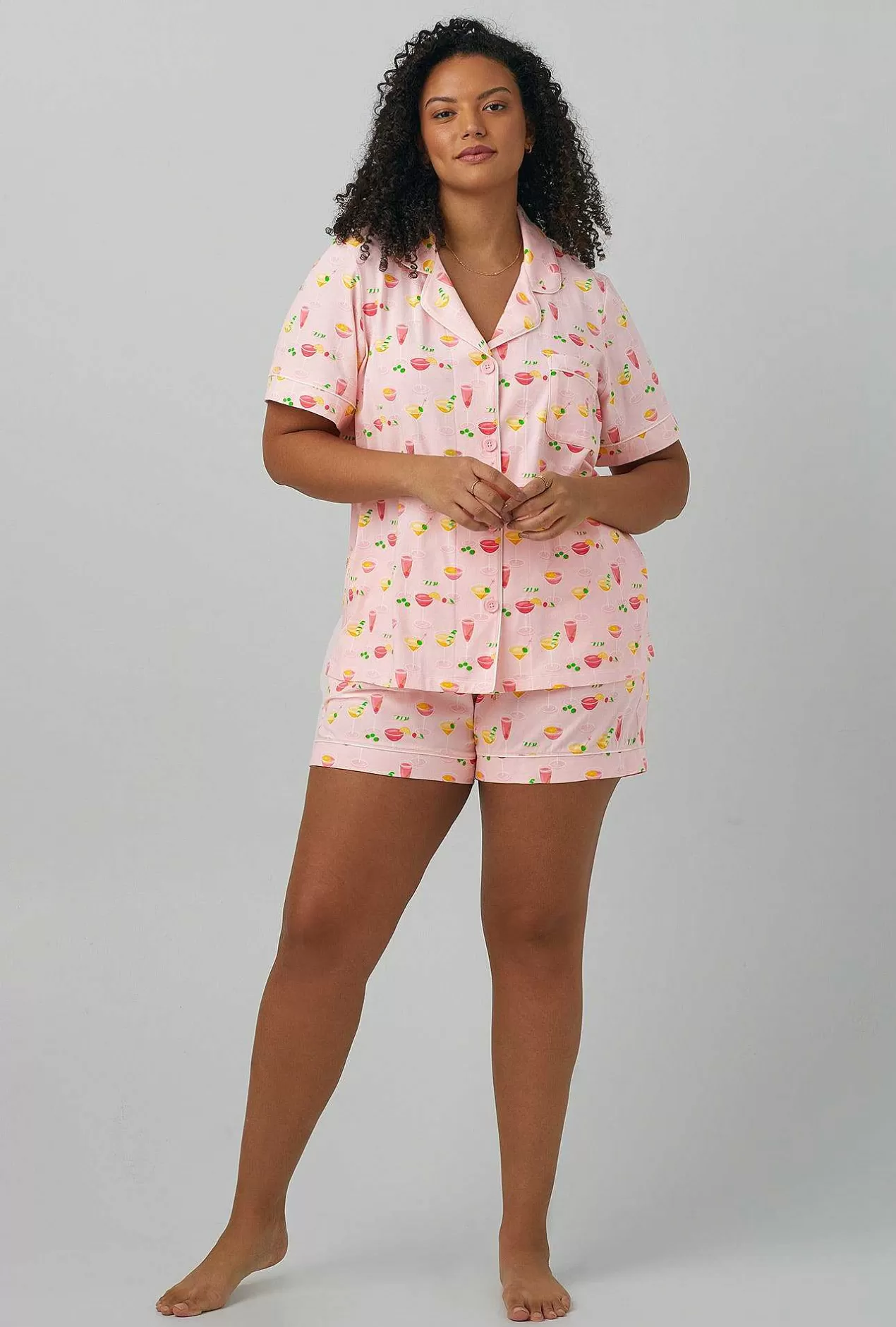 Extended Sizes*Bedhead Pajamas Pink Mixology Short Sleeve Classic Shorty Stretch Jersey Pj Set