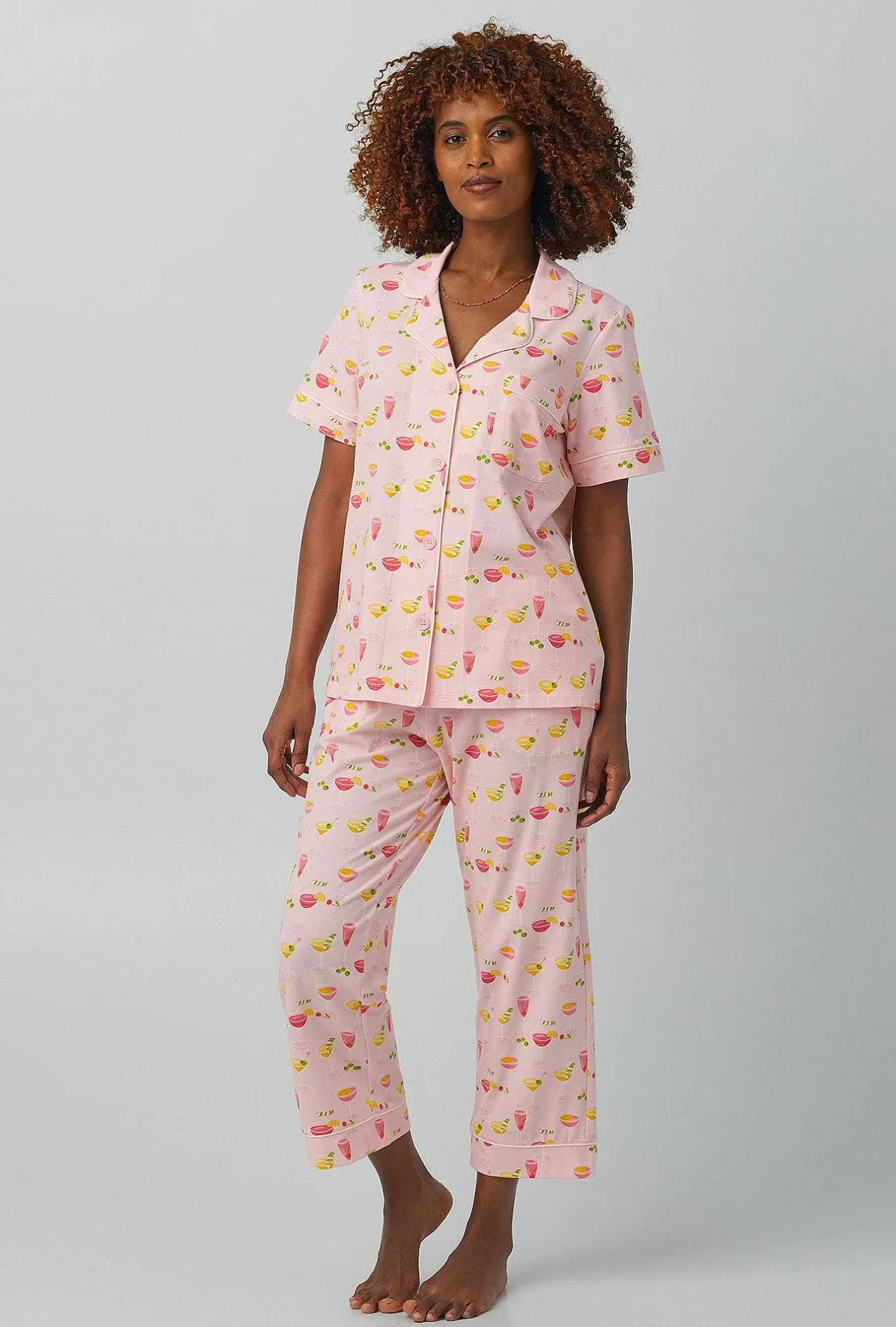 Cropped Sets*Bedhead Pajamas Pink Mixology Short Sleeve Classic Stretch Jersey Cropped Pj Set