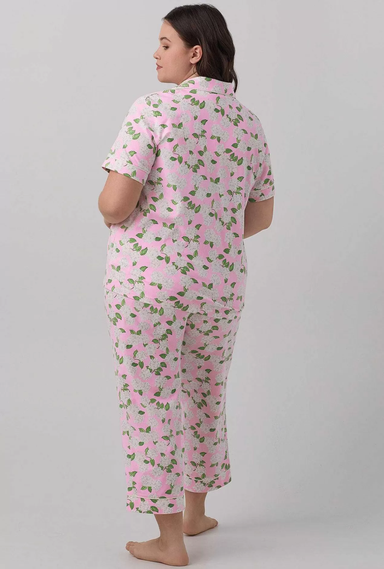 Cropped Sets*Bedhead Pajamas Pink Summer Hydrangea Short Sleeve Classic Stretch Jersey Cropped Pj Set