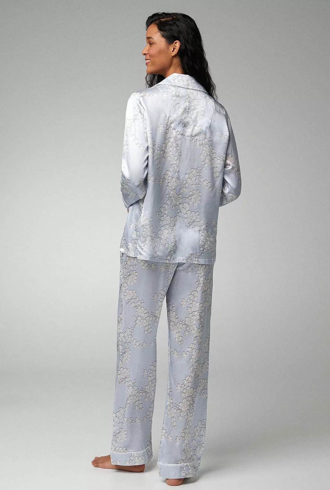 Bridal Shop*Bedhead Pajamas Renee'S Blossom Long Sleeve Classic Woven Silk Satin Pj Set