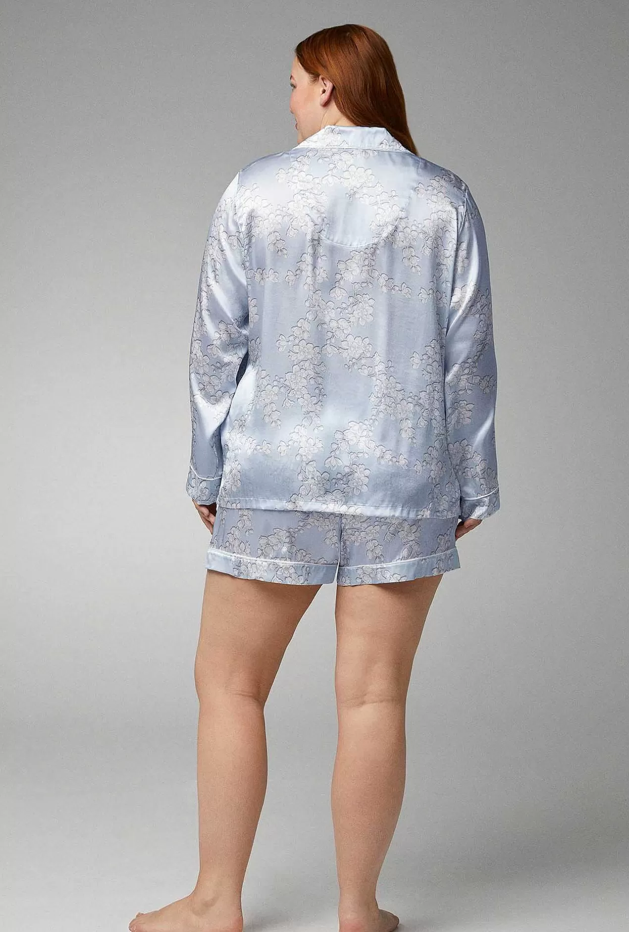 Shorty Sets*Bedhead Pajamas Renee'S Blossom Long Sleeve Classic Woven Silk Satin Shorty Pj Set