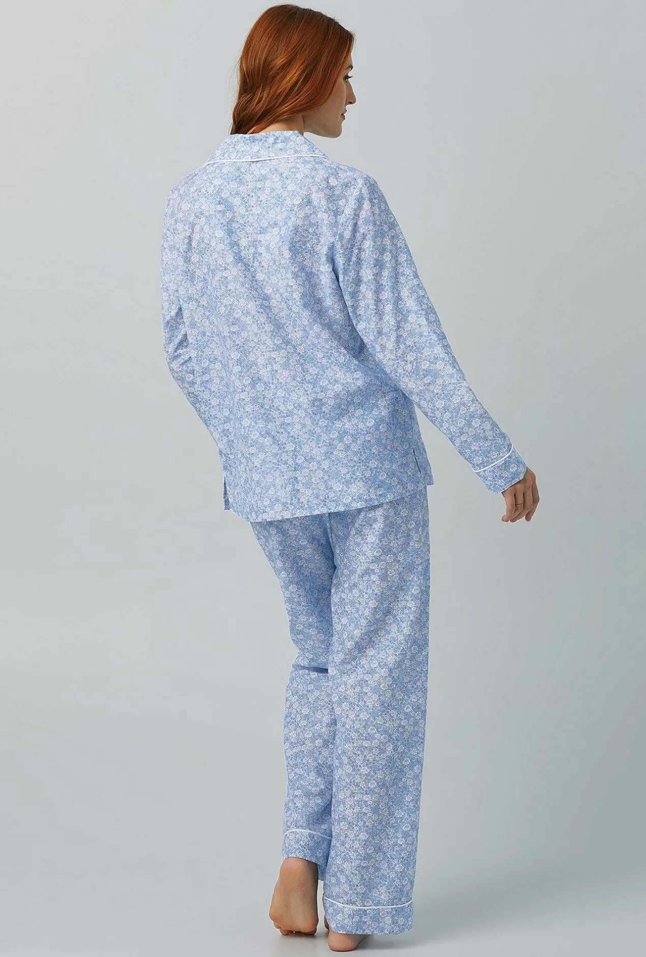 Long Sleep Sets*Bedhead Pajamas Something Blue Long Sleeve Classic Woven Cotton Silk Pj Set
