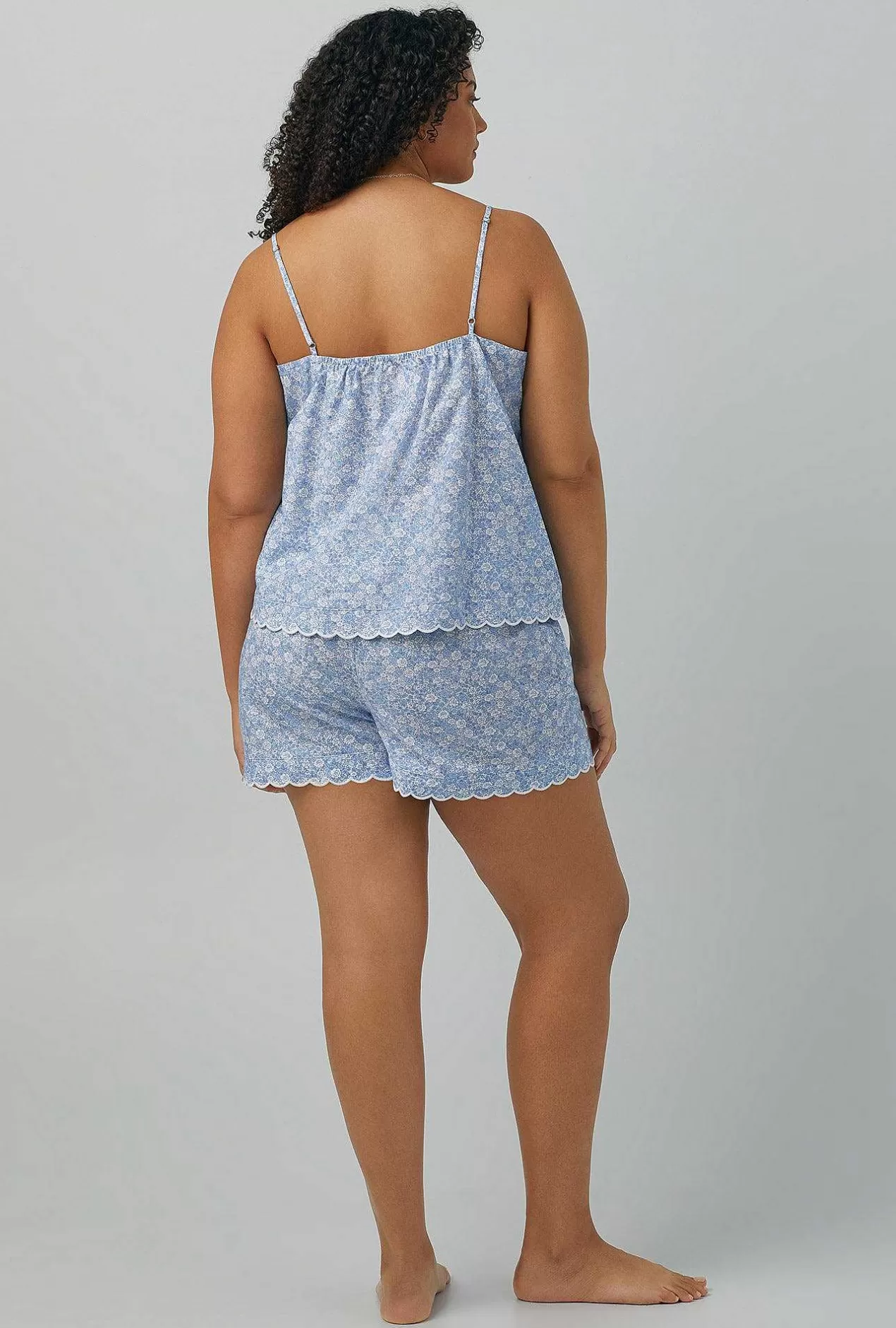 Extended Sizes*Bedhead Pajamas Something Blue Scallop Cami Woven Cotton Silk Shorty Pj Set