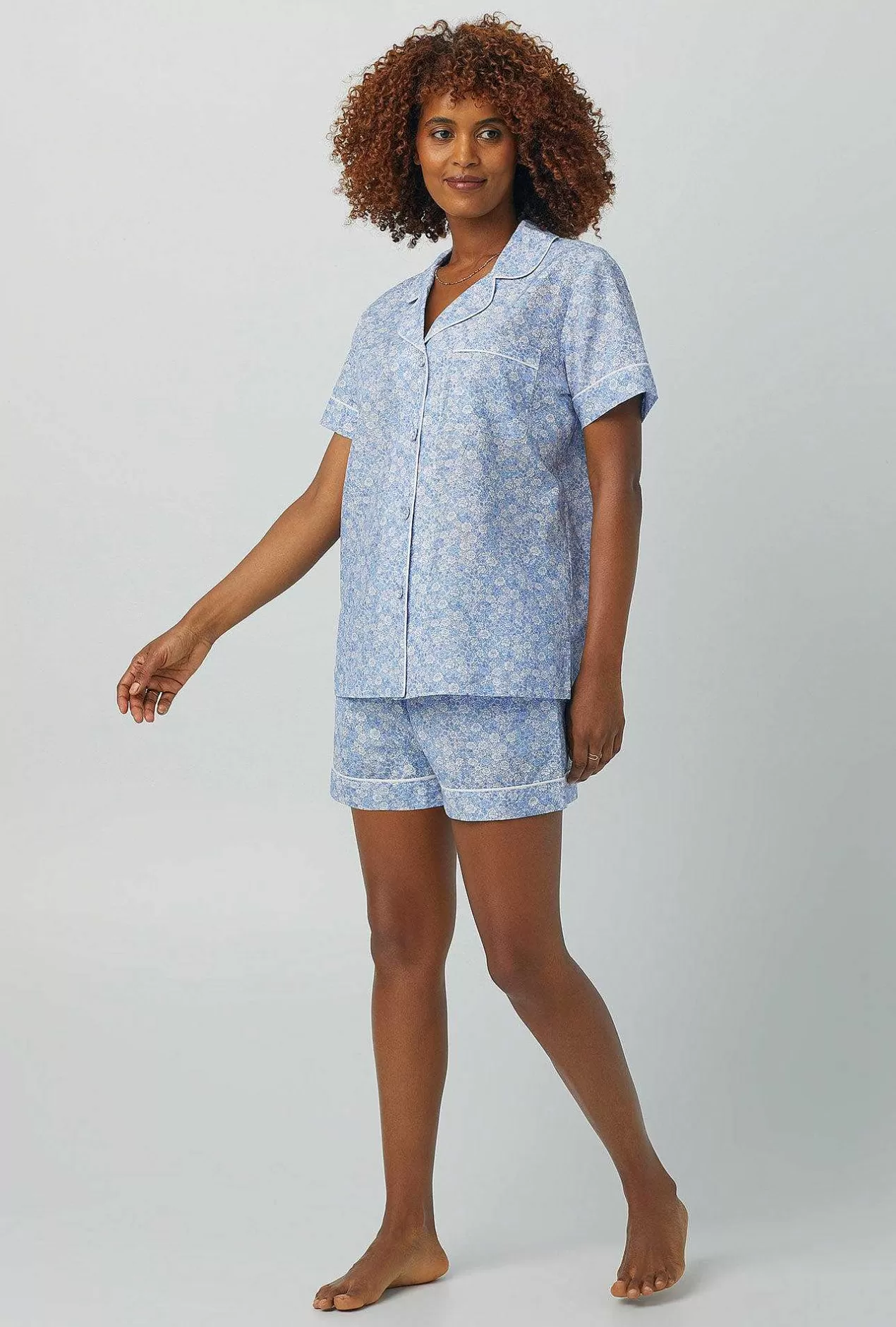 Bridal Shop*Bedhead Pajamas Something Blue Short Sleeve Classic Woven Cotton Silk Shorty Pj Set