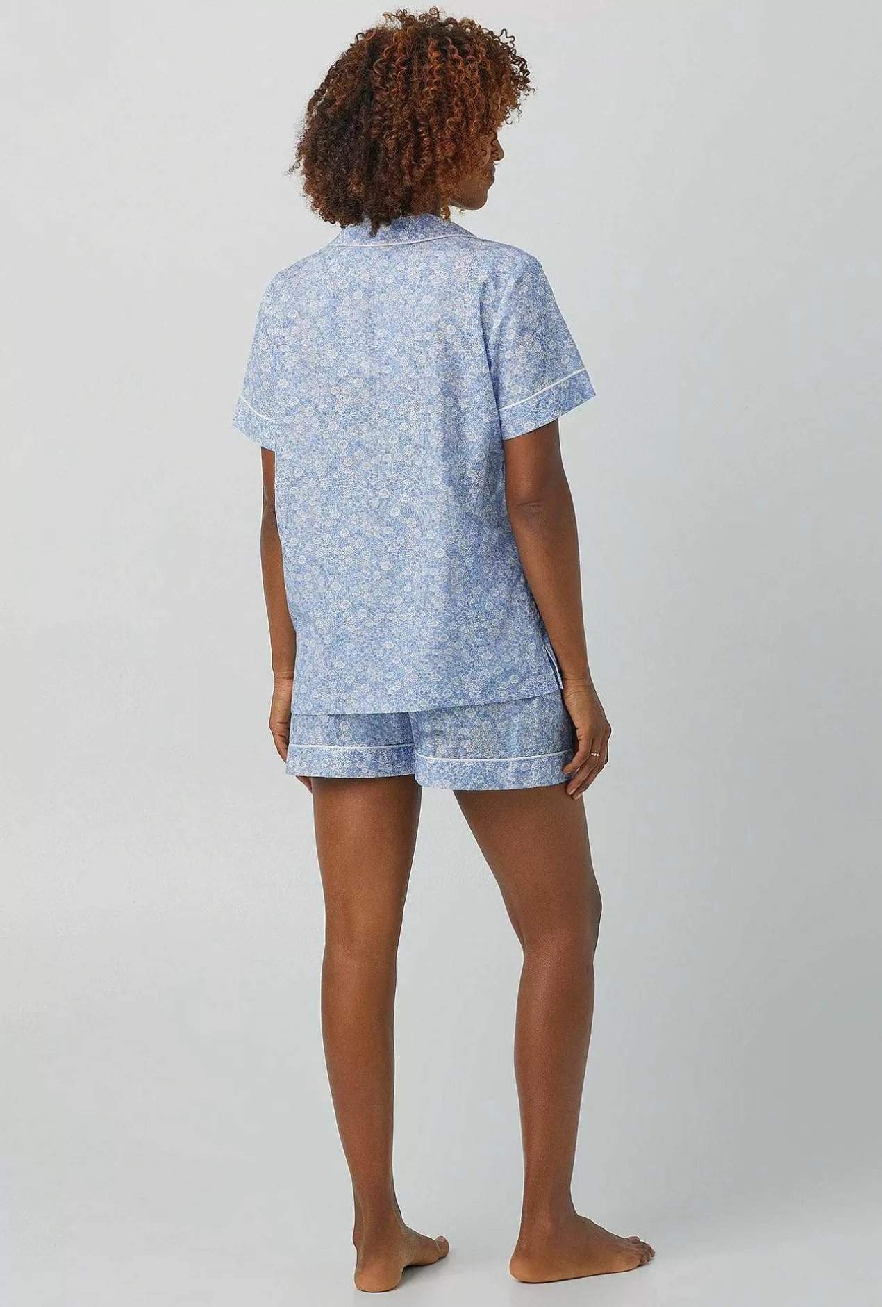 Extended Sizes*Bedhead Pajamas Something Blue Short Sleeve Classic Woven Cotton Silk Shorty Pj Set
