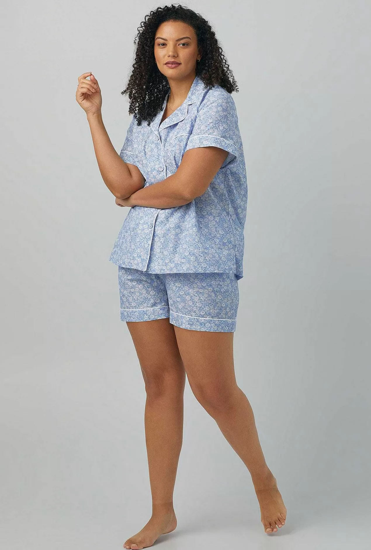 Bridal Shop*Bedhead Pajamas Something Blue Short Sleeve Classic Woven Cotton Silk Shorty Pj Set