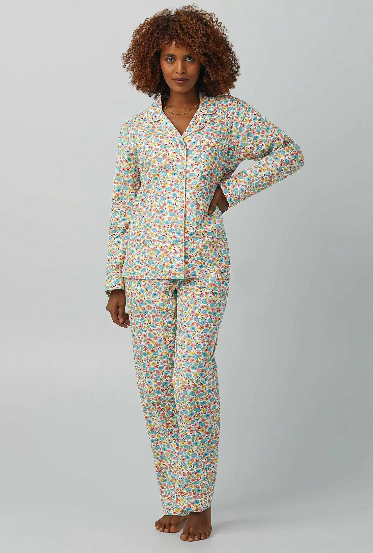 Long Sleep Sets*Bedhead Pajamas Spring Time Floral Long Sleeve Classic Woven Cotton Poplin Pj Set